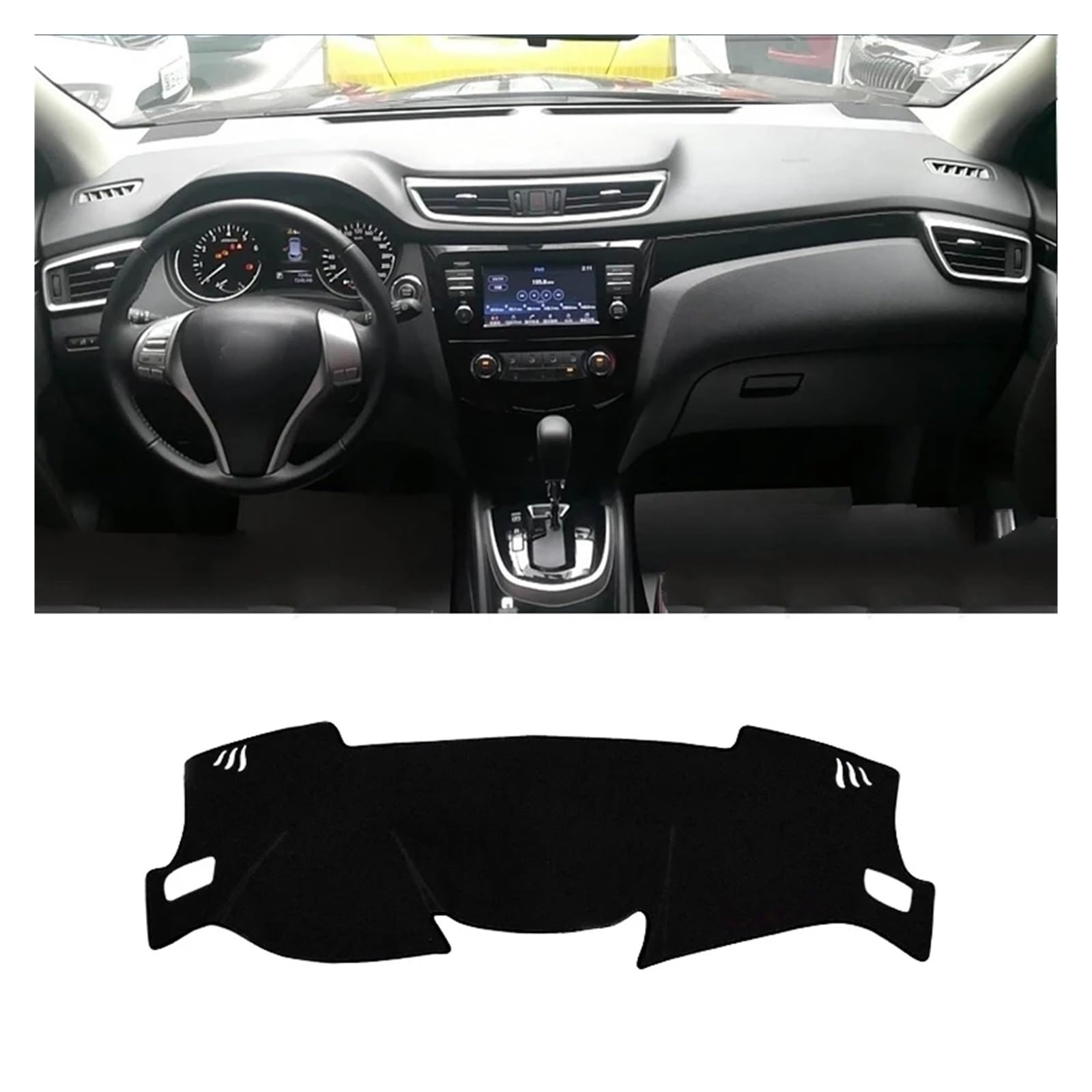 Auto Armaturenbrett Abdeckungsmatte Für Nissan Für Qashqai J11 2014-2020 Auto Armaturenbrettabdeckung Armaturenbrettmatte Sonnenschutz Instrumententisch Rutschfeste Unterlage Dash Ma(A Black Side LHD) von IUKMR