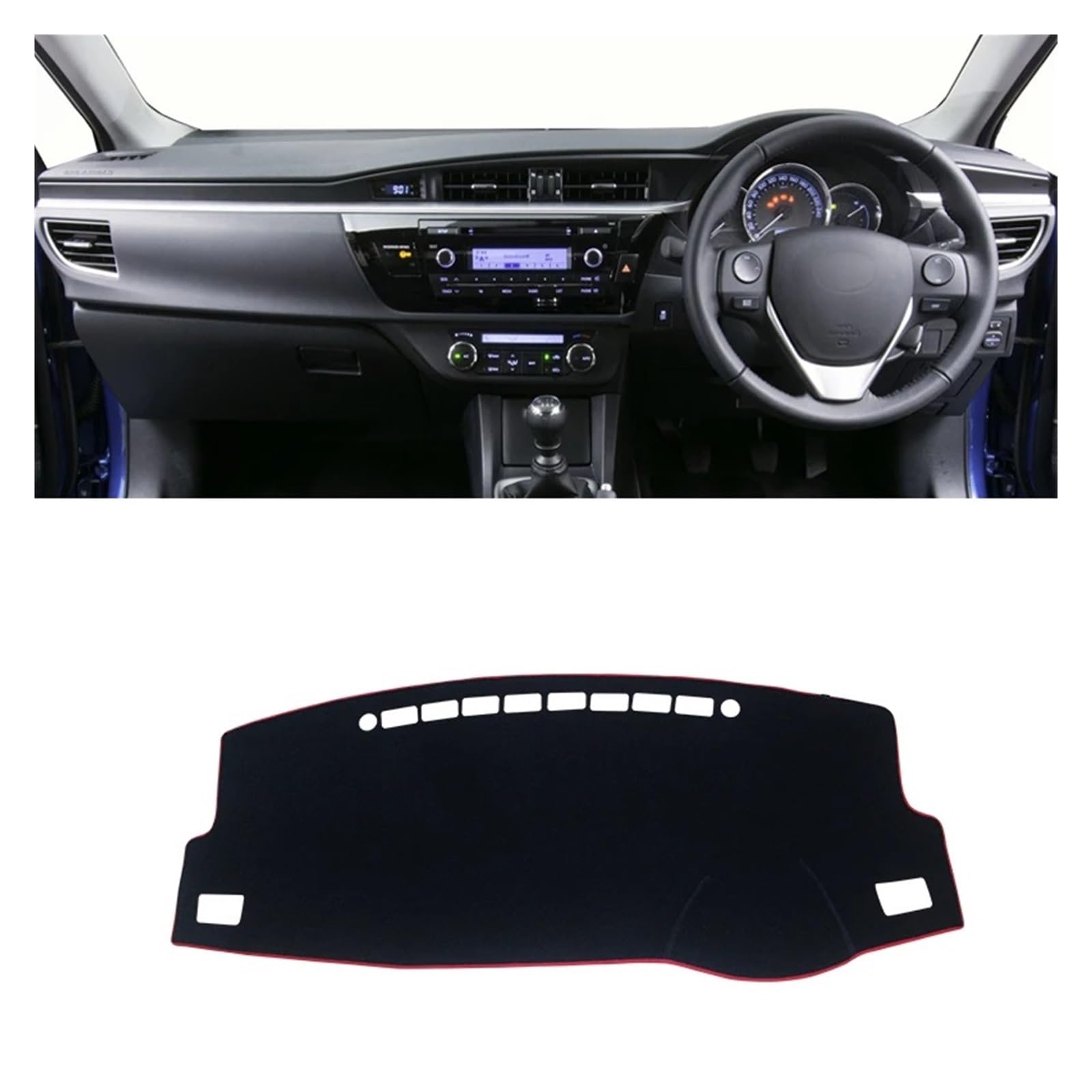 Auto Armaturenbrett Abdeckungsmatte Für Toyota Für Corolla E180 2014 2015 2016 2017 2018 Auto Armaturenbrett Abdeckung Matte Armaturenbrett Sonnenschutz Pad rutschfeste Pads DashMat Dash Ma(Front Red von IUKMR