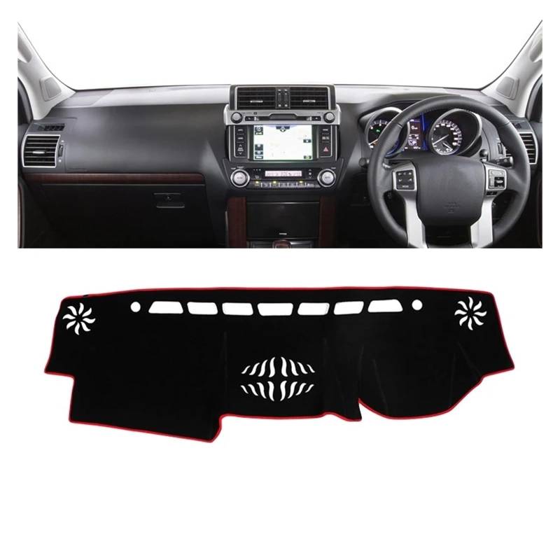 Auto Armaturenbrett Abdeckungsmatte Für Toyota Für Land Für Cruiser Für Prado 150 FJ150 2010-2020 Armaturenbrett-Abdeckung Armaturenbrettmatte Sonnenschutz Rutschfeste Unterlage Dash Ma(A Red Side RHD von IUKMR