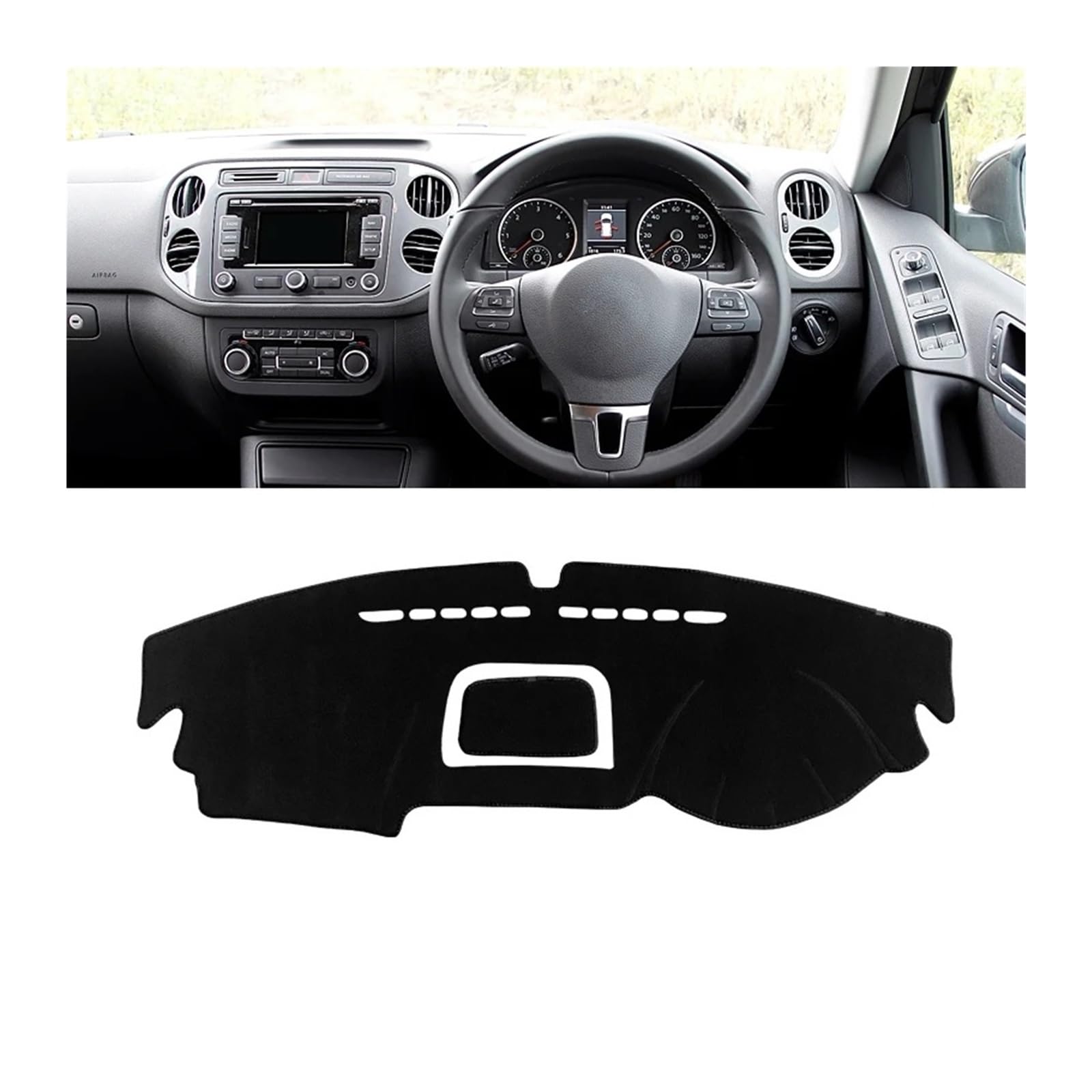 Auto Armaturenbrett Abdeckungsmatte Für VW Für Tiguan MK1 2007 2008 2009 2010 2011 2012 2013 2014 2015 Auto Dashboard Sonnenschutz Matte Abdeckung Pad Zubehör Dash Ma(A Black Side RHD) von IUKMR