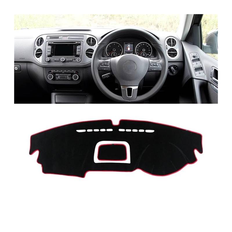 Auto Armaturenbrett Abdeckungsmatte Für VW Für Tiguan MK1 2007 2008 2009 2010 2011 2012 2013 2014 2015 Auto Dashboard Sonnenschutz Matte Abdeckung Pad Zubehör Dash Ma(A Red Side RHD) von IUKMR