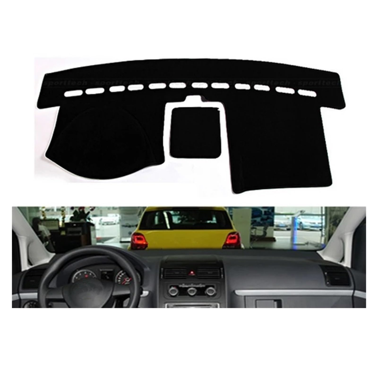 Auto Armaturenbrett Abdeckungsmatte Für VW Für Touran 2003-2010 2011 2012 2013 2014 2015 2016 Rechts-/Linkslenker Auto Armaturenbrett Abdeckungen Matte Schatten Kissen Pad Teppiche Dash Ma(Black Edge, von IUKMR