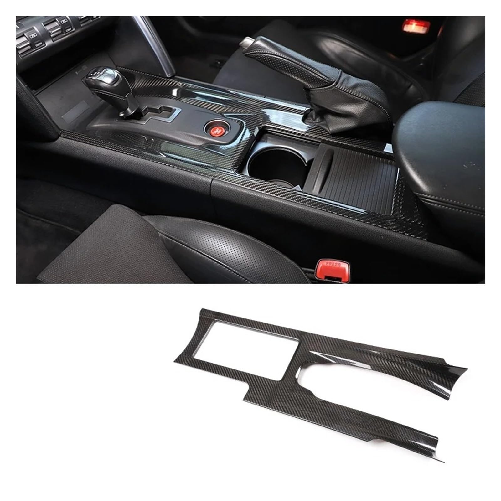 Auto Interieur Zubehör Für Nissan Für GTR R35 2008-2016 Kohlefaser Auto Center Console Gear Panel Rahmen Dekoration Auto Innen Modellierung Zubehör Auto Innenraum(LHD Black) von IUKMR