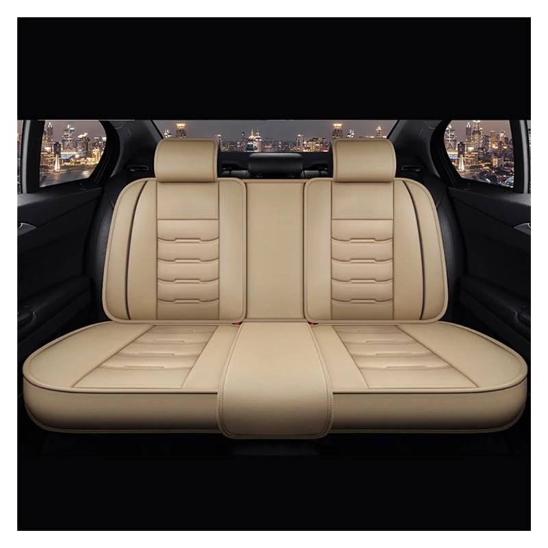 Auto Interieur Zubehör Universal-Autositzbezug Aus PU-Leder Für Vorder- Und Rücksitz, Schutzbezug Für Autositzkissen, Auto-Innenausstattung Auto Innenraum(Beige-back) von IUKMR