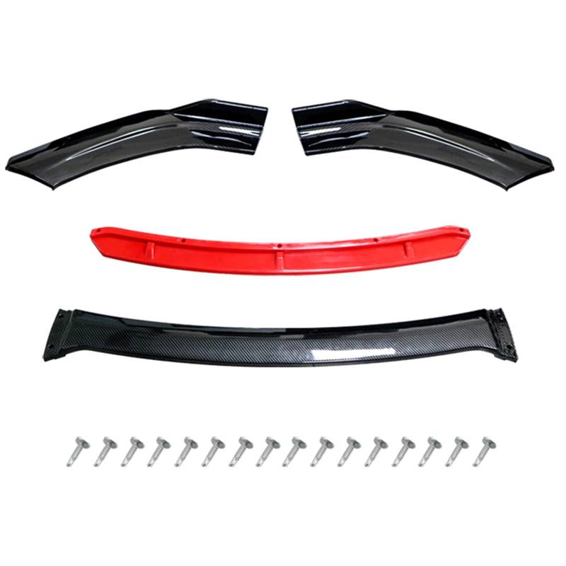 Frontspoiler 4 STÜCKE Universal Auto Vorderen Stoßfänger Lip Body Kit Spoiler Splitter Diffusor Weiß Carbon Fiber Splitter ABS Kunststoff Front Spoiler Lippe(Carbon and red) von IUKMR