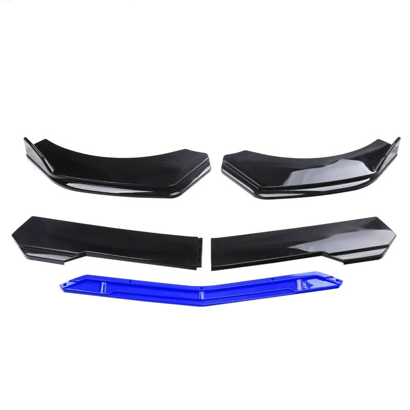 Frontspoiler 5 Stücke Universal Auto Vorderen Stoßfänger Lip Body Kit Spoiler Carbon Fibe Dekorative Streifen Stoßstange Canard Lip Splitter Front Spoiler Lippe(Black and Blue) von IUKMR