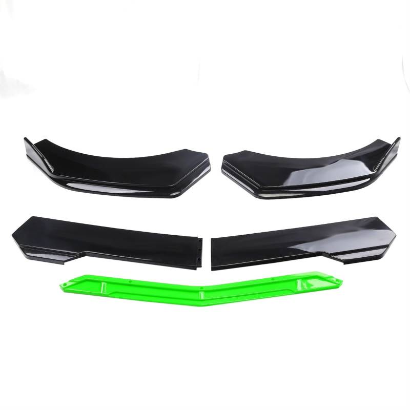 Frontspoiler 5 Stücke Universal Auto Vorderen Stoßfänger Lip Body Kit Spoiler Carbon Fibe Dekorative Streifen Stoßstange Canard Lip Splitter Front Spoiler Lippe(Black and Green) von IUKMR