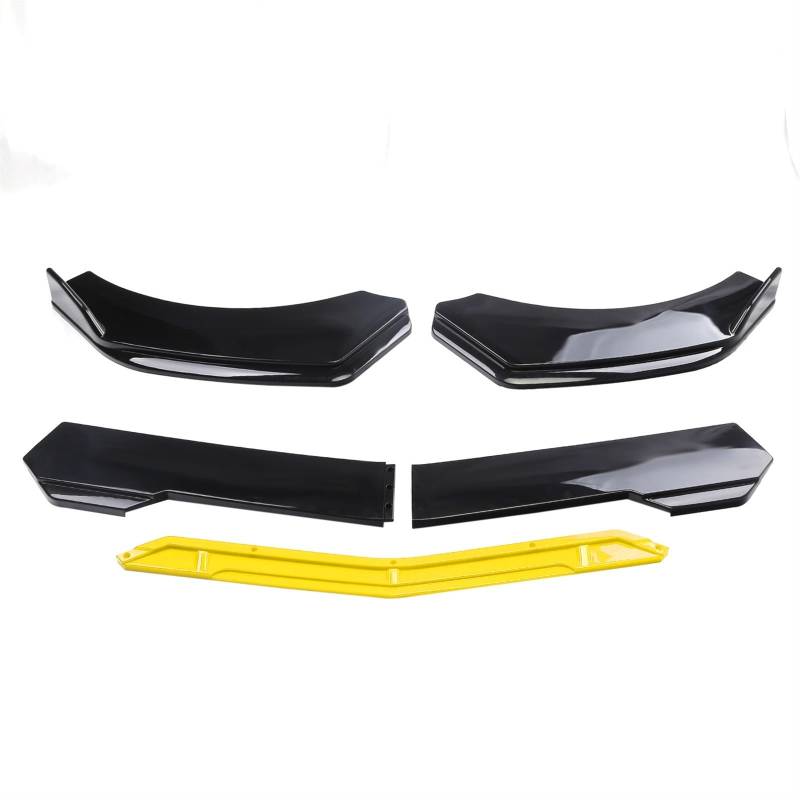 Frontspoiler 5 Stücke Universal Auto Vorderen Stoßfänger Lip Body Kit Spoiler Carbon Fibe Dekorative Streifen Stoßstange Canard Lip Splitter Front Spoiler Lippe(Black and Yellow) von IUKMR