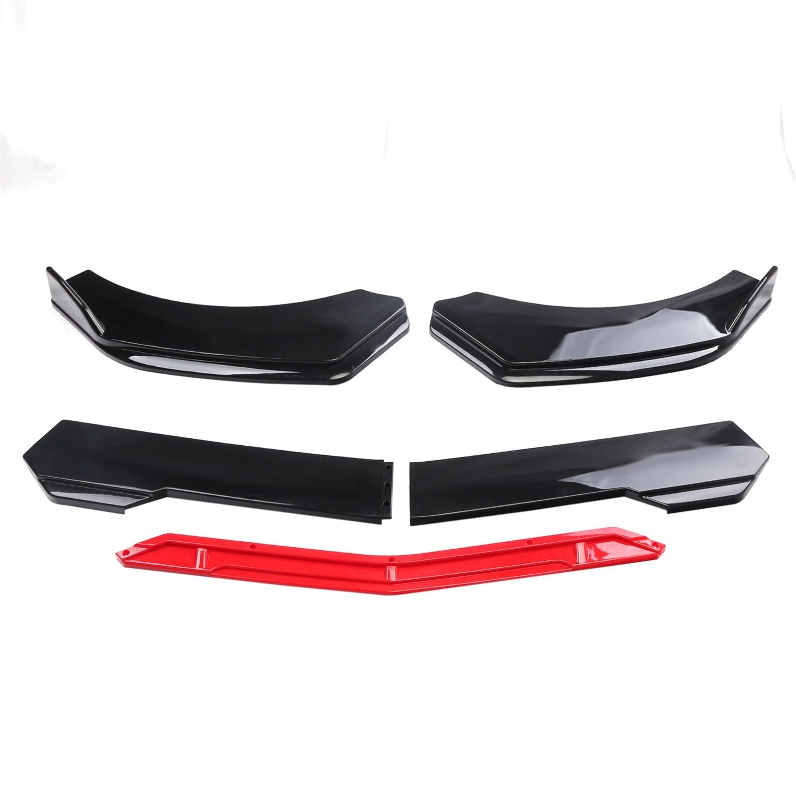 Frontspoiler 5 Stücke Universal Auto Vorderen Stoßfänger Lip Body Kit Spoiler Carbon Fibe Dekorative Streifen Stoßstange Canard Lip Splitter Front Spoiler Lippe(Black and red) von IUKMR