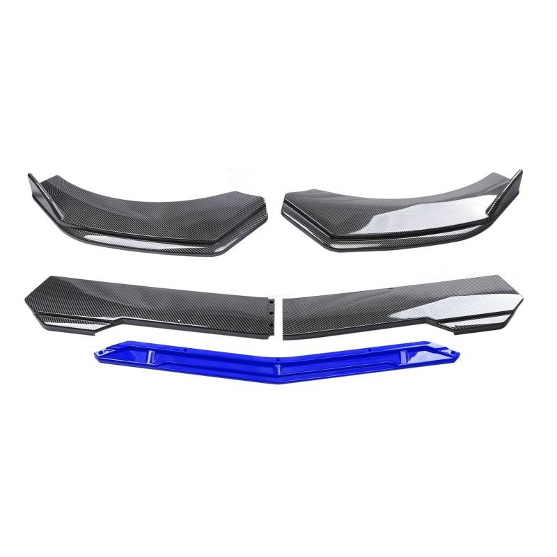 Frontspoiler 5 Stücke Universal Auto Vorderen Stoßfänger Lip Body Kit Spoiler Carbon Fibe Dekorative Streifen Stoßstange Canard Lip Splitter Front Spoiler Lippe(Carbon and Blue) von IUKMR