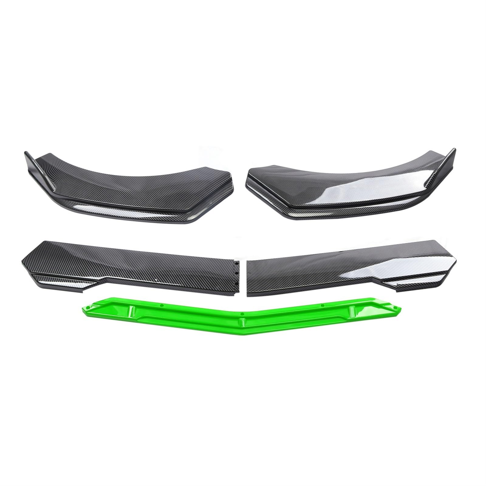 Frontspoiler 5 Stücke Universal Auto Vorderen Stoßfänger Lip Body Kit Spoiler Carbon Fibe Dekorative Streifen Stoßstange Canard Lip Splitter Front Spoiler Lippe(Carbon and Green) von IUKMR