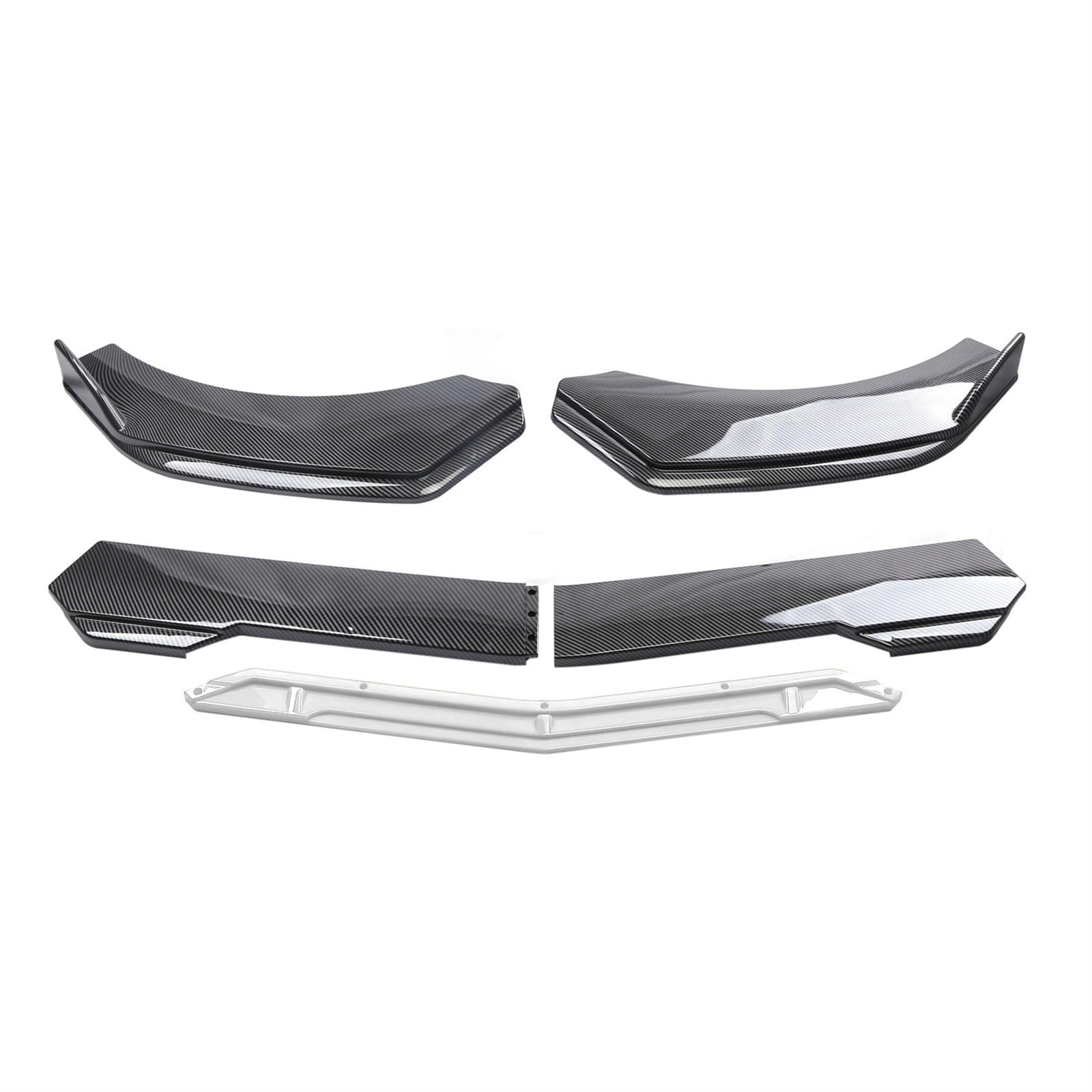 Frontspoiler 5 Stücke Universal Auto Vorderen Stoßfänger Lip Body Kit Spoiler Carbon Fibe Dekorative Streifen Stoßstange Canard Lip Splitter Front Spoiler Lippe(Carbon and White) von IUKMR