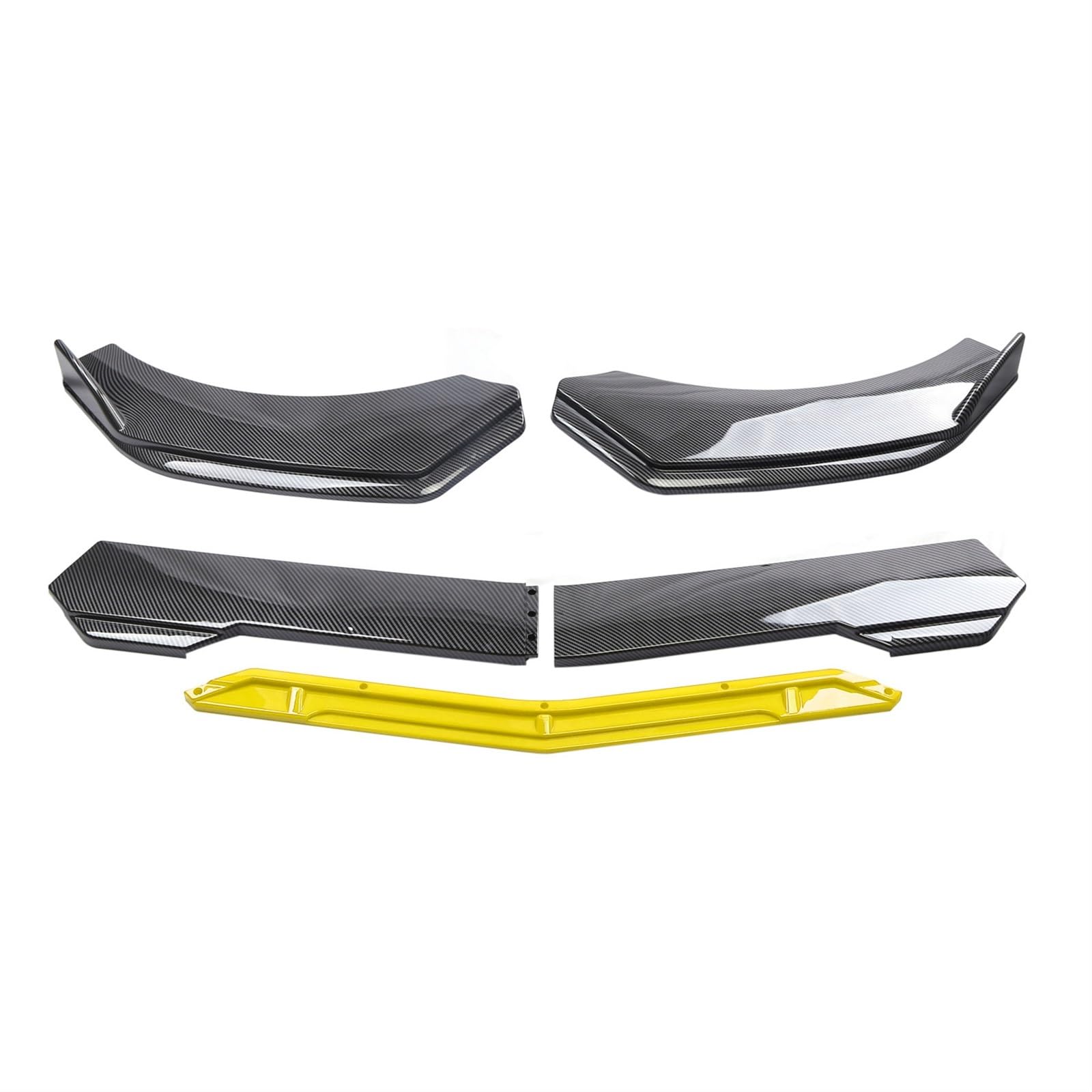 Frontspoiler 5 Stücke Universal Auto Vorderen Stoßfänger Lip Body Kit Spoiler Carbon Fibe Dekorative Streifen Stoßstange Canard Lip Splitter Front Spoiler Lippe(Carbon and Yellow) von IUKMR