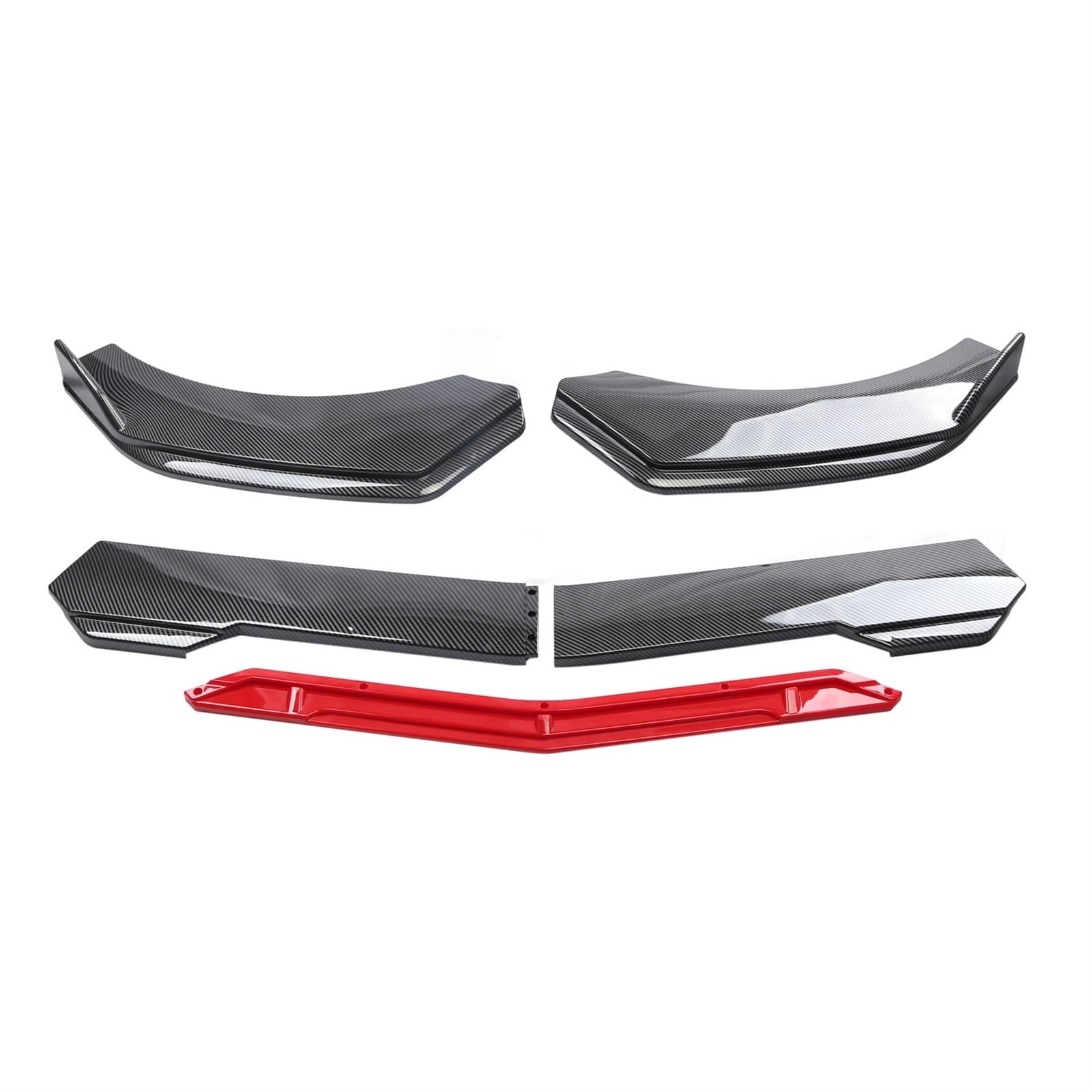 Frontspoiler 5 Stücke Universal Auto Vorderen Stoßfänger Lip Body Kit Spoiler Carbon Fibe Dekorative Streifen Stoßstange Canard Lip Splitter Front Spoiler Lippe(Carbon and red) von IUKMR