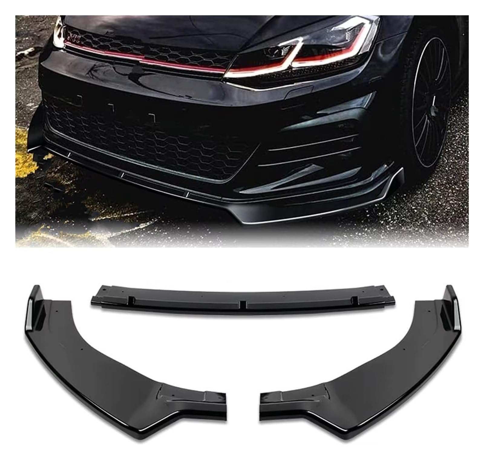 Frontspoiler Für VW Für Golf 7 7.5 MK7 MK7.5 Für GTI Für GTD R Line Alle Modelle 2012-2020 Spoilerschutz Auto Frontstoßstange Splitter Lip Front Spoiler Lippe(Carbon Look) von IUKMR