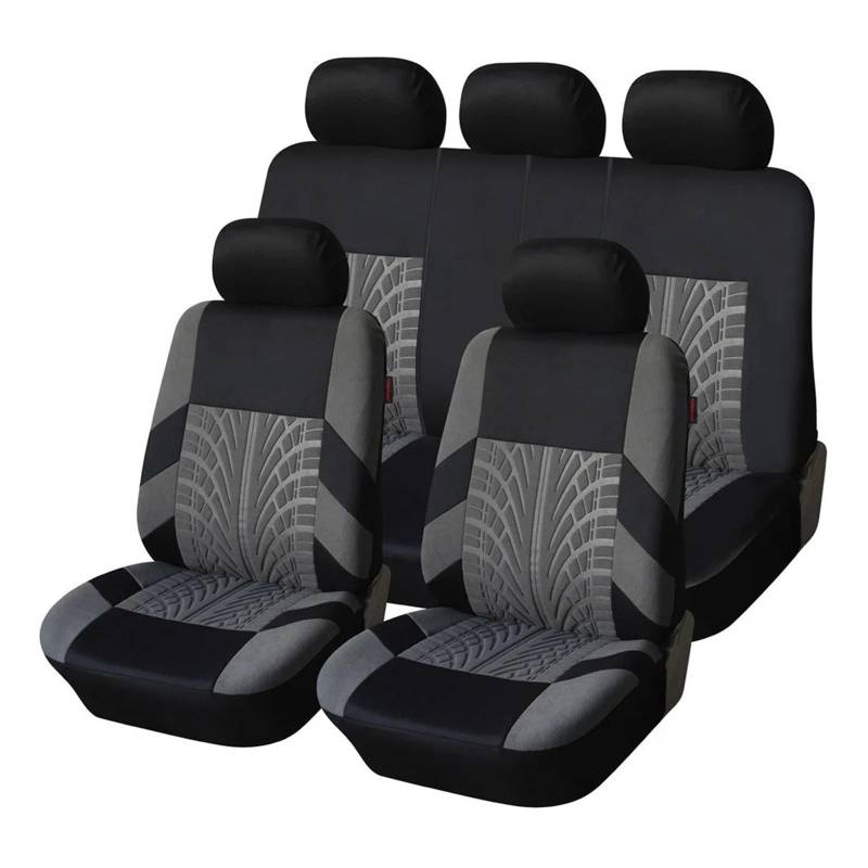 IUKMR Sitzbezüge Auto Autositzbezüge-Set Universell Passend Für Die Meisten Autos Bezüge Mit Reifenspur-Detail Styling-Autositzschutz Sitzbezüge Auto Set(Gray Full Set) von IUKMR