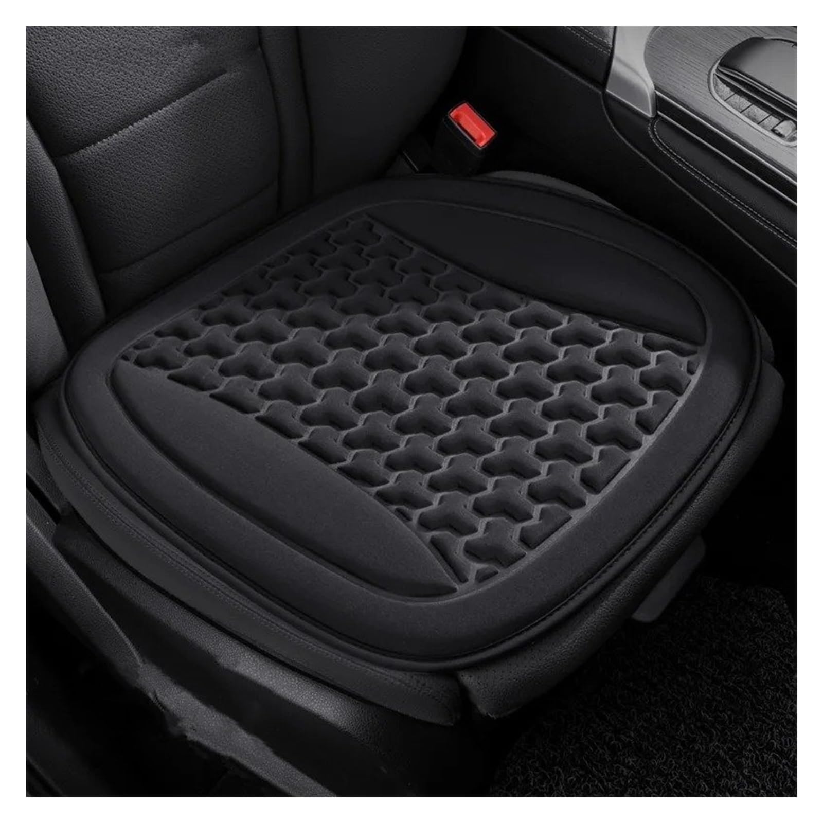 IUKMR Sitzbezüge Auto Autositzbezug Schweißfest Autositzkissen Konvexes Design Für Wärmeableitung Universelles Auto-Stuhlmatten-Pad Sitzbezüge Auto Set(Black Seat Pad) von IUKMR