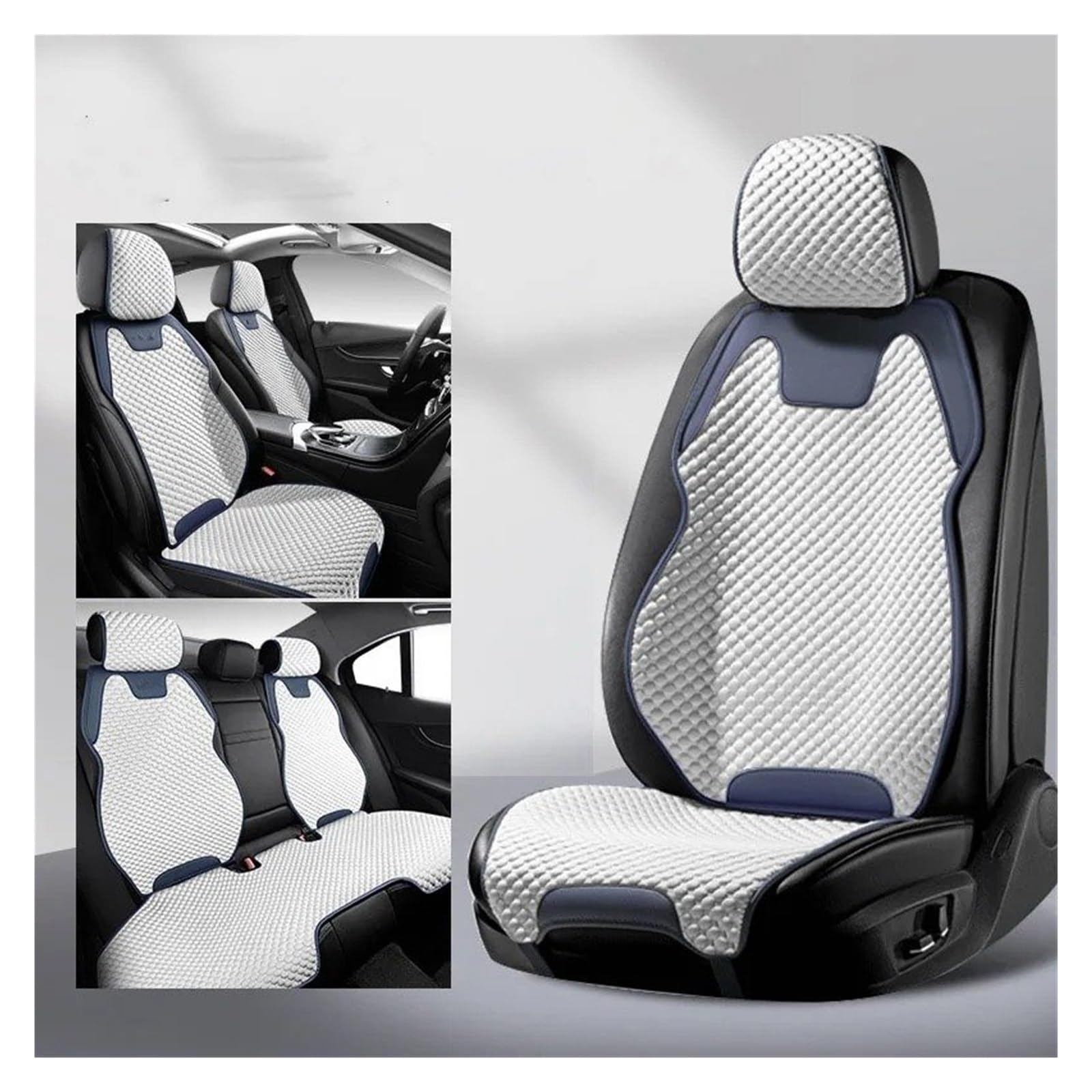 IUKMR Sitzbezüge Auto Autositzkissen Four Seasons General Ultradünnes, Kühles, Atmungsaktives Kühlkissen Sattelkissen Sitzkissen Mit Kleiner Taille Sitzbezüge Auto Set(Blue) von IUKMR