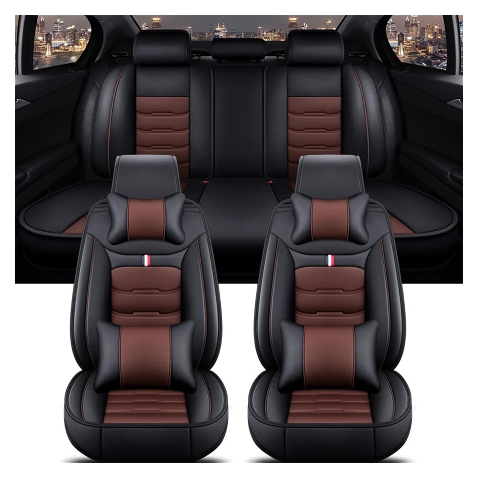 IUKMR Sitzbezüge Auto Für 2er-Serie Alle Automodelle F22 F23 F44 F45 F46 G42 Universeller Autositzbezug Sitzbezüge Auto Set(B-Black Coffee 5 Seat) von IUKMR