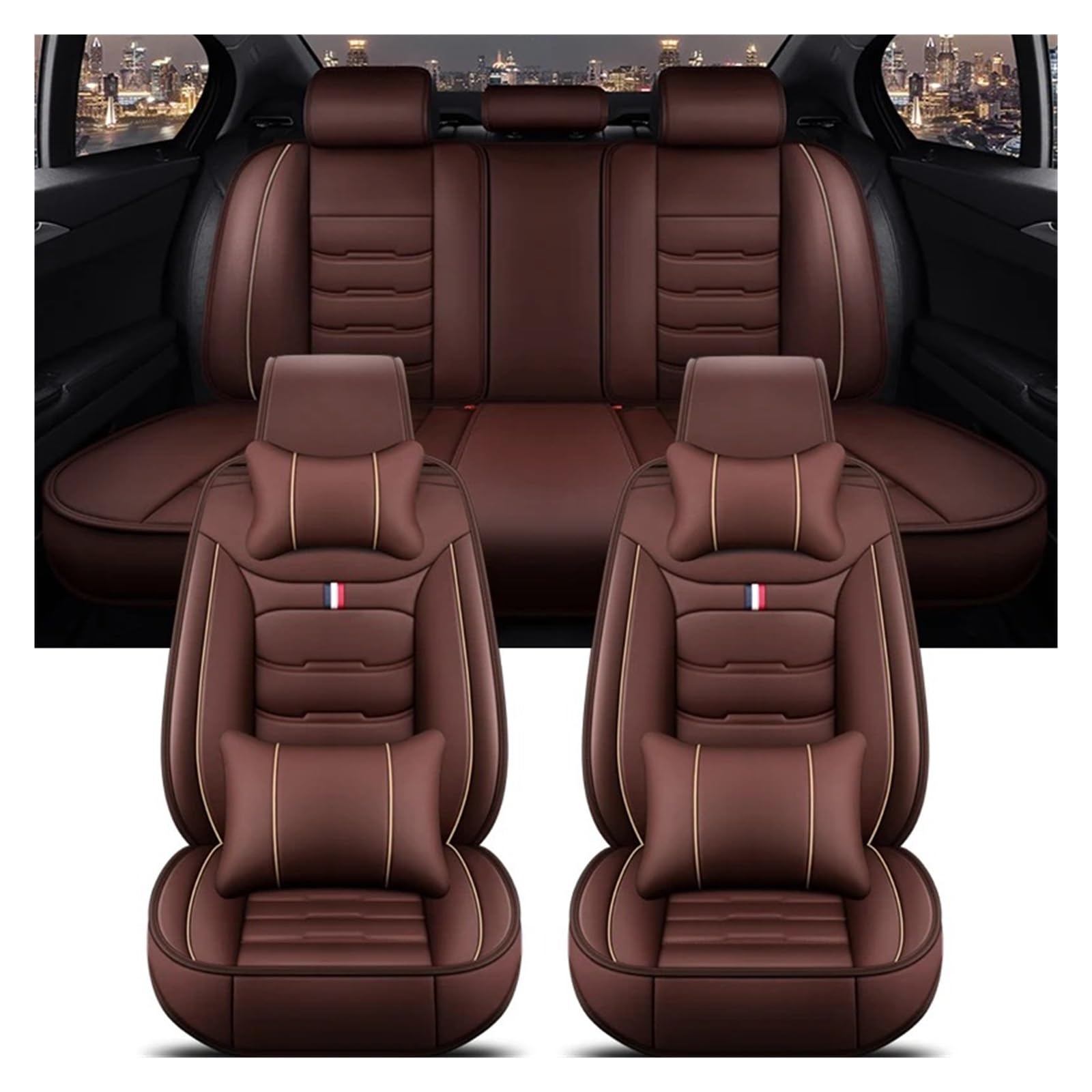 IUKMR Sitzbezüge Auto Für 2er-Serie Alle Automodelle F22 F23 F44 F45 F46 G42 Universeller Autositzbezug Sitzbezüge Auto Set(B-Coffee 5 Seat) von IUKMR