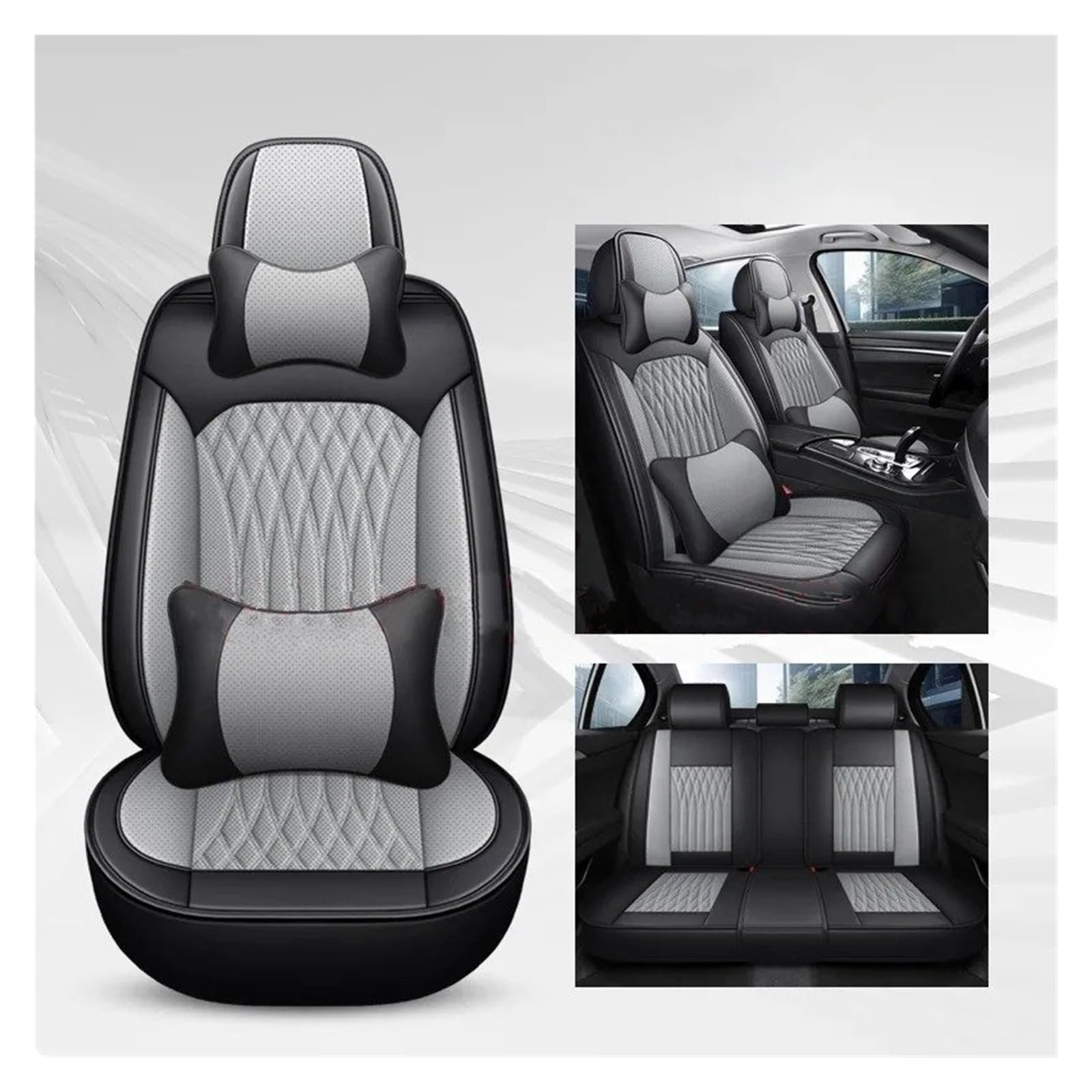 IUKMR Sitzbezüge Auto Für 3er E46 E90 E93 F30 F31 F34 F35 G20 G21 G28 Universeller Autositzbezug Sitzbezüge Auto Set(B-Black Gray 5 Seat) von IUKMR