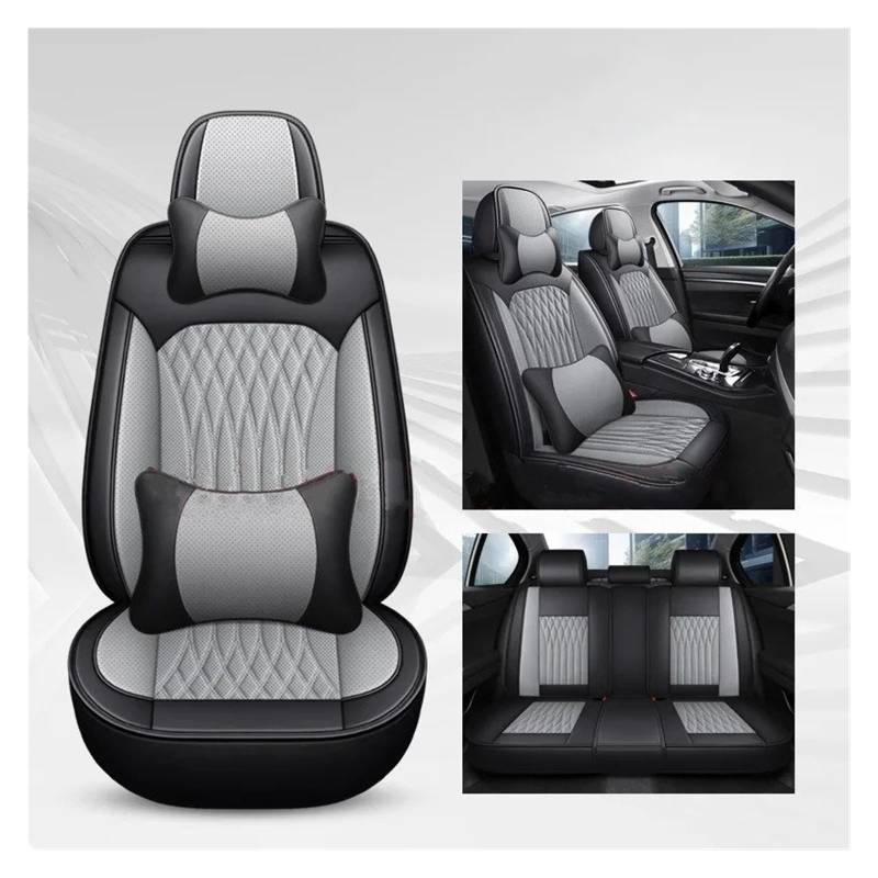 IUKMR Sitzbezüge Auto Für 4er Alle Automodelle F32 F33 F36 G22 G23 G26 Pu-Leder Universal-Autositzbezug Sitzbezüge Auto Set(B-Black Gray 5 Seat) von IUKMR