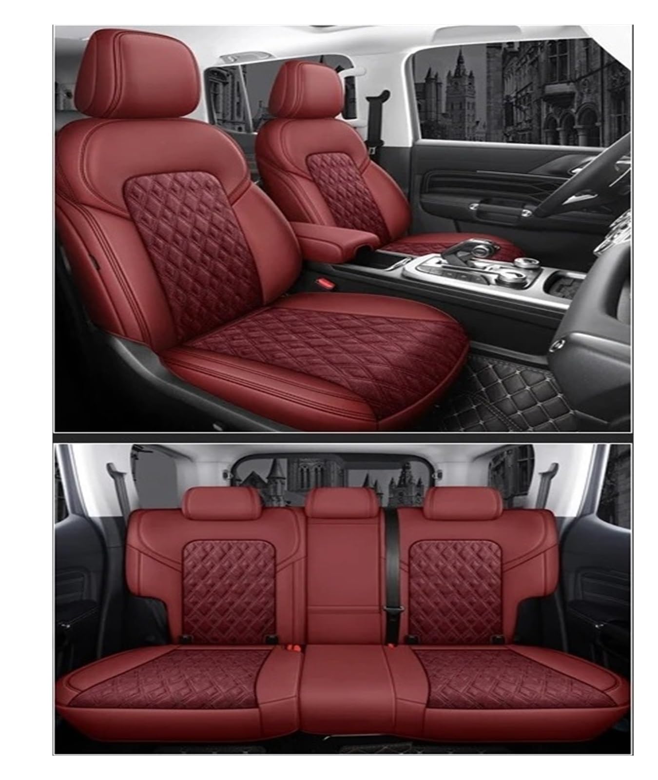 IUKMR Sitzbezüge Auto Für B-Klasse B200 B180 B220 B260 B250 W245 W246 W242 W247 Autositzbezug 5 Sitz Sitzbezüge Auto Set(Wine RED) von IUKMR