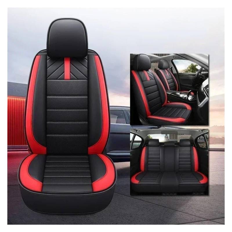 IUKMR Sitzbezüge Auto Für CLS C257 CL C216 C CL203 W203 W204 S204 C204 S205 Universeller Autositzbezug Aus Leder Sitzbezüge Auto Set(A-Black red 5 Seats) von IUKMR