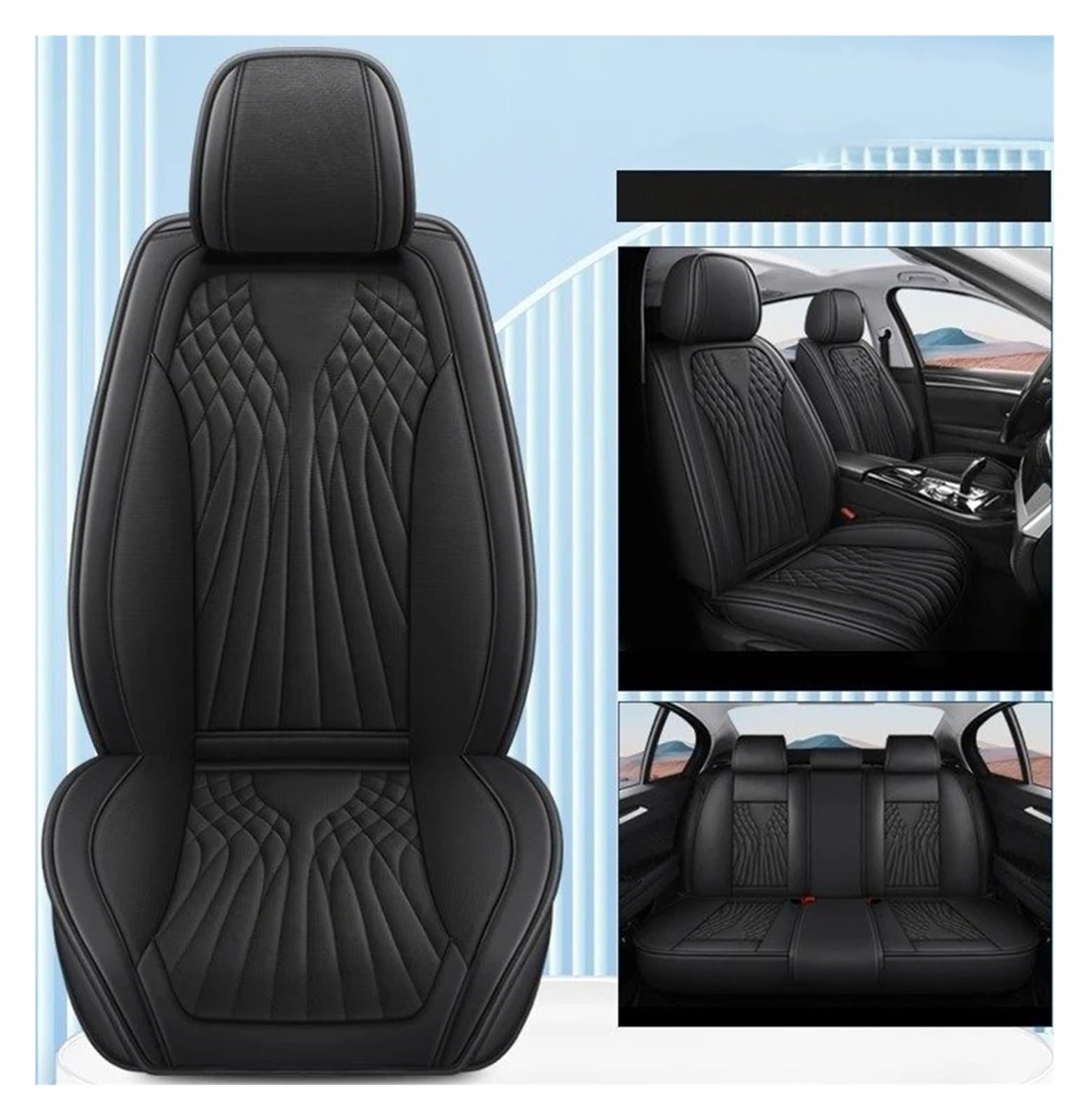 IUKMR Sitzbezüge Auto Für Cadillac Für XT5 Für XT4 Für XT6 Für ATSL CT4 CT5 CT6 CT Für Cts All Inclusive Auto Leder Sitzbezug Sitzbezüge Auto Set(All Black) von IUKMR