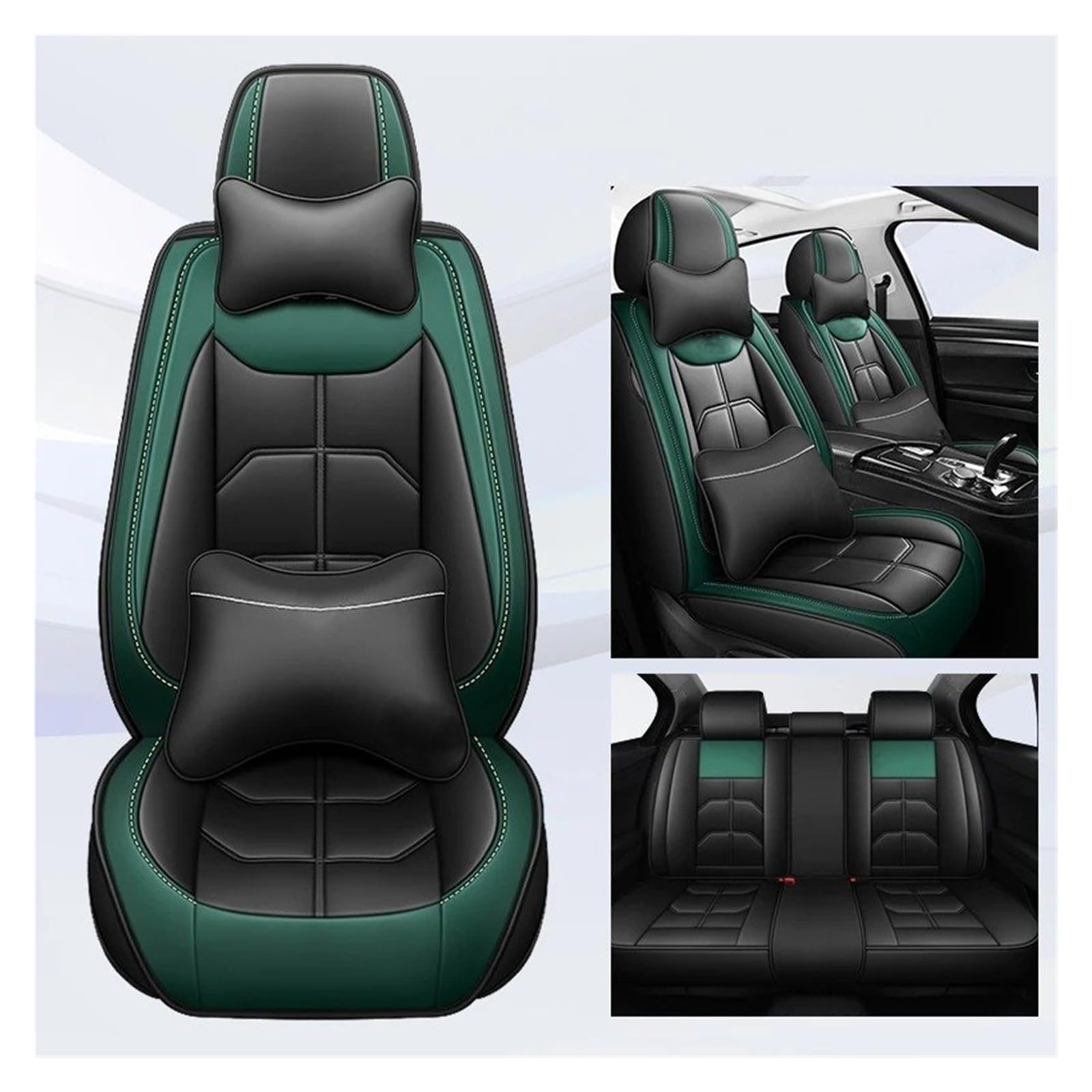 IUKMR Sitzbezüge Auto Für Chery Alle Automodelle Für OMODA 5 Für Tiggo 5 Für Tiggo 7 Für Tiggo 8 Plus Universeller Autositzbezug Sitzbezüge Auto Set(B-Black Green 5 Seat) von IUKMR