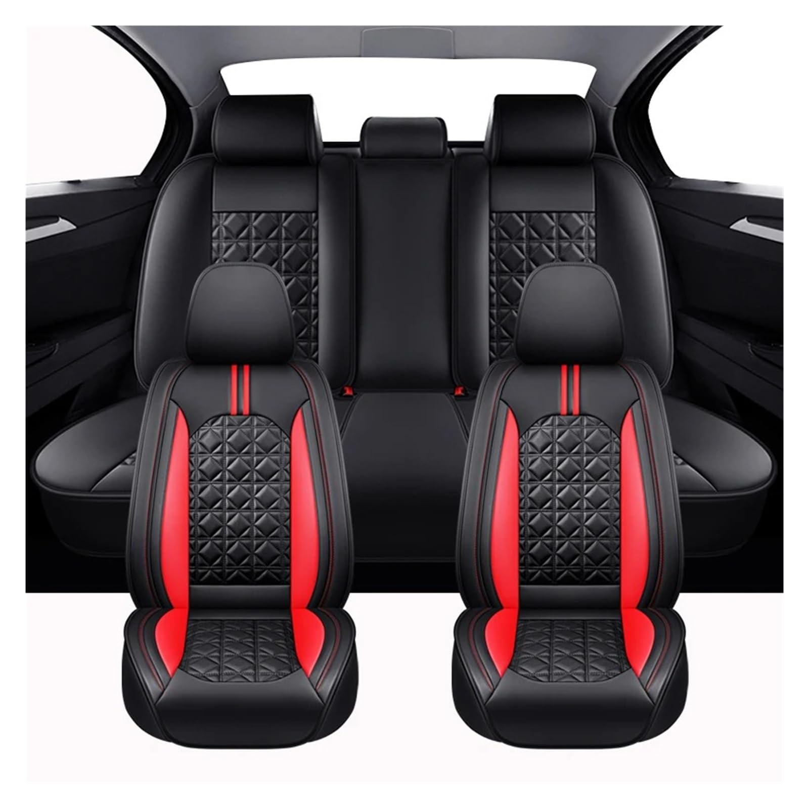 IUKMR Sitzbezüge Auto Für Chery Für Tiggo 4 Für Pro Universal Full Set Autositzbezüge Autozubehör Sitzbezüge Auto Set(Black Red) von IUKMR