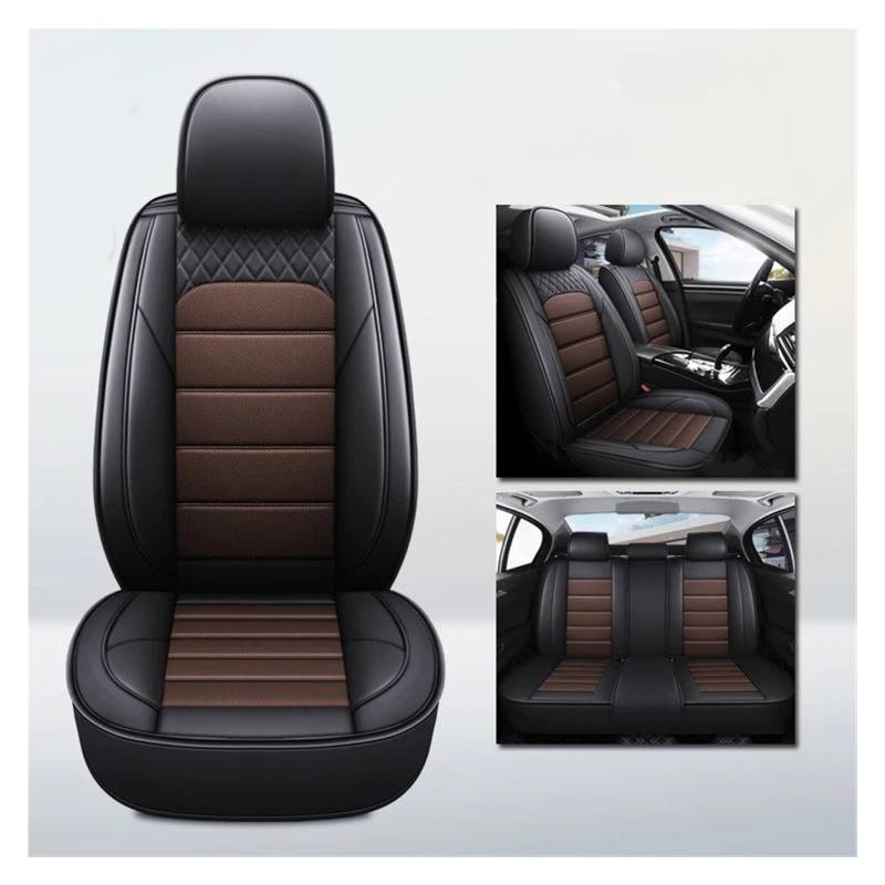 IUKMR Sitzbezüge Auto Für Chevrolet Für Spark Für Captiva Für Camaro Für Lova Für Aveo Für Tracker Autositzbezüge Universelle Sitzschoner Sitzbezüge Auto Set(A-Black Coffee 5seat) von IUKMR