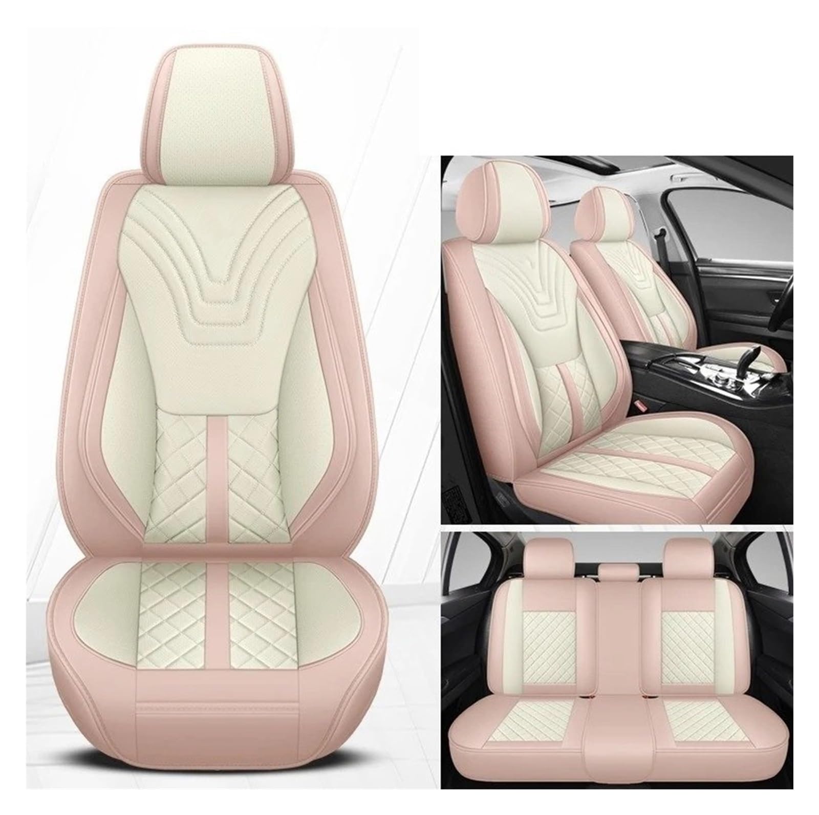 IUKMR Sitzbezüge Auto Für Daewoo Für Matiz Für Nexia Für Für Kalos Für Evanda Für Magnus Für REXTON Universeller Autositzbezug Aus Leder Sitzbezüge Auto Set(Pink) von IUKMR