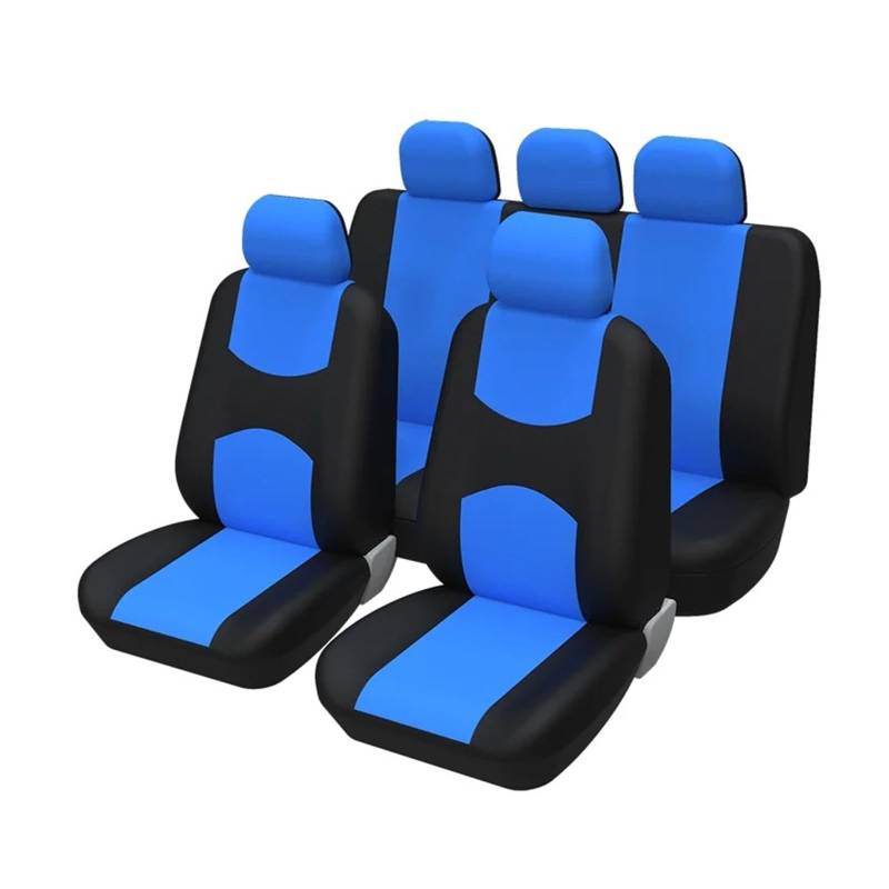 IUKMR Sitzbezüge Auto Für Ford Für Fiesta Mk5 Universal-Autositzbezüge-Set Vorne Und Hinten Komplett Mit Kopfstützenbezügen Sitzbezüge Auto Set(Blue) von IUKMR