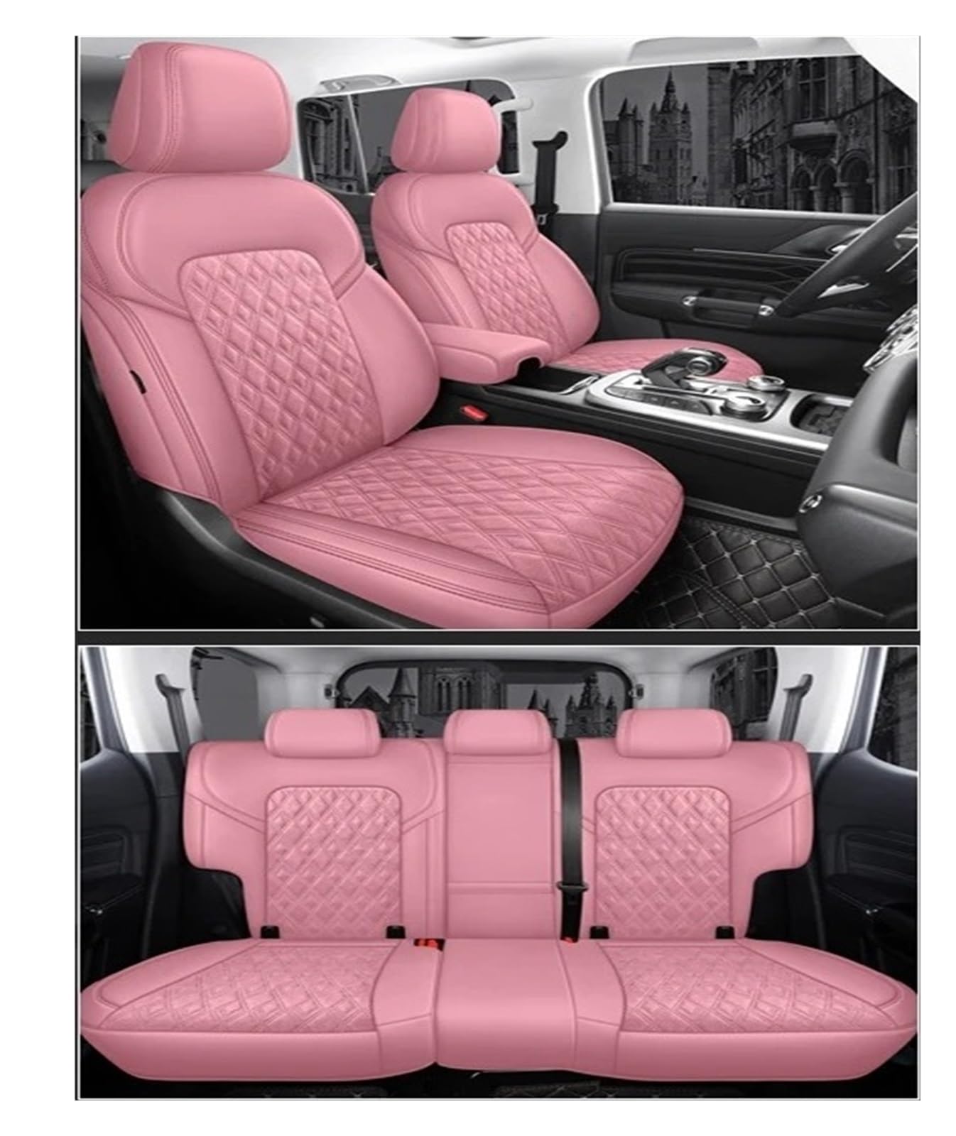 IUKMR Sitzbezüge Auto Für Foton Für Tunland Für View Für SAUVANA Für Terracota Für MAXUS Für V80 Für T60 Autositzbezug 5 Sitze Sitzbezüge Auto Set(PINK) von IUKMR