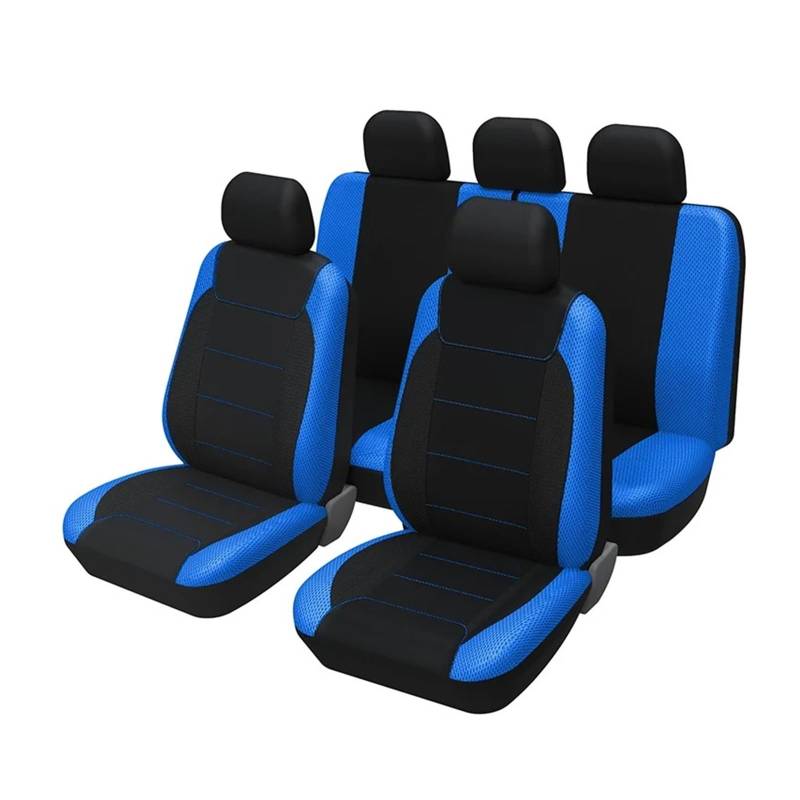 IUKMR Sitzbezüge Auto Für Huindai Für I30 Komplettset Autositzbezüge Polyester-Sandwichmaterial Universal Für 5-Autositzer-Schutz Sitzbezüge Auto Set(9Piece Black and Blue) von IUKMR