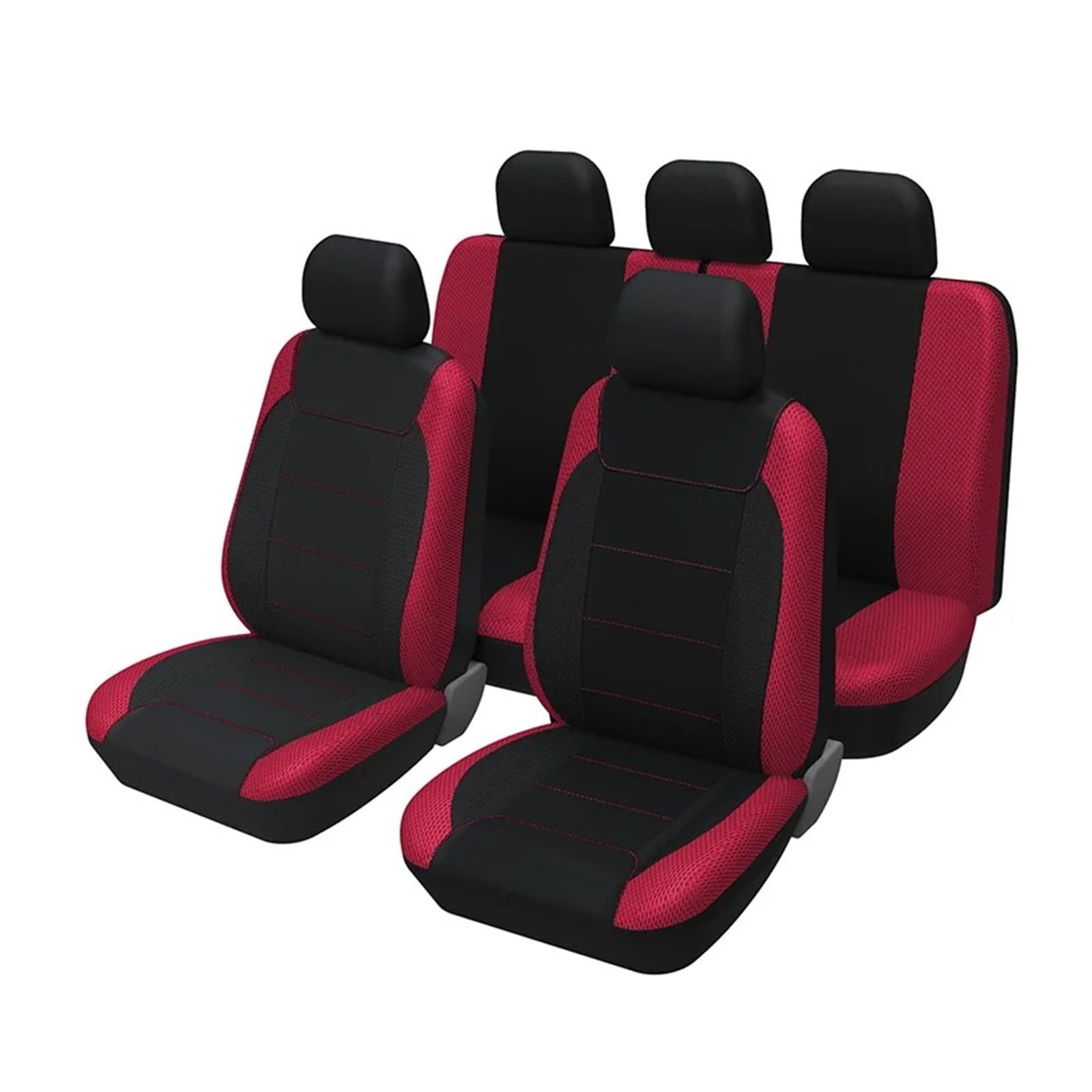 IUKMR Sitzbezüge Auto Für Huindai Für I30 Komplettset Autositzbezüge Polyester-Sandwichmaterial Universal Für 5-Autositzer-Schutz Sitzbezüge Auto Set(9Piece Black and Red) von IUKMR