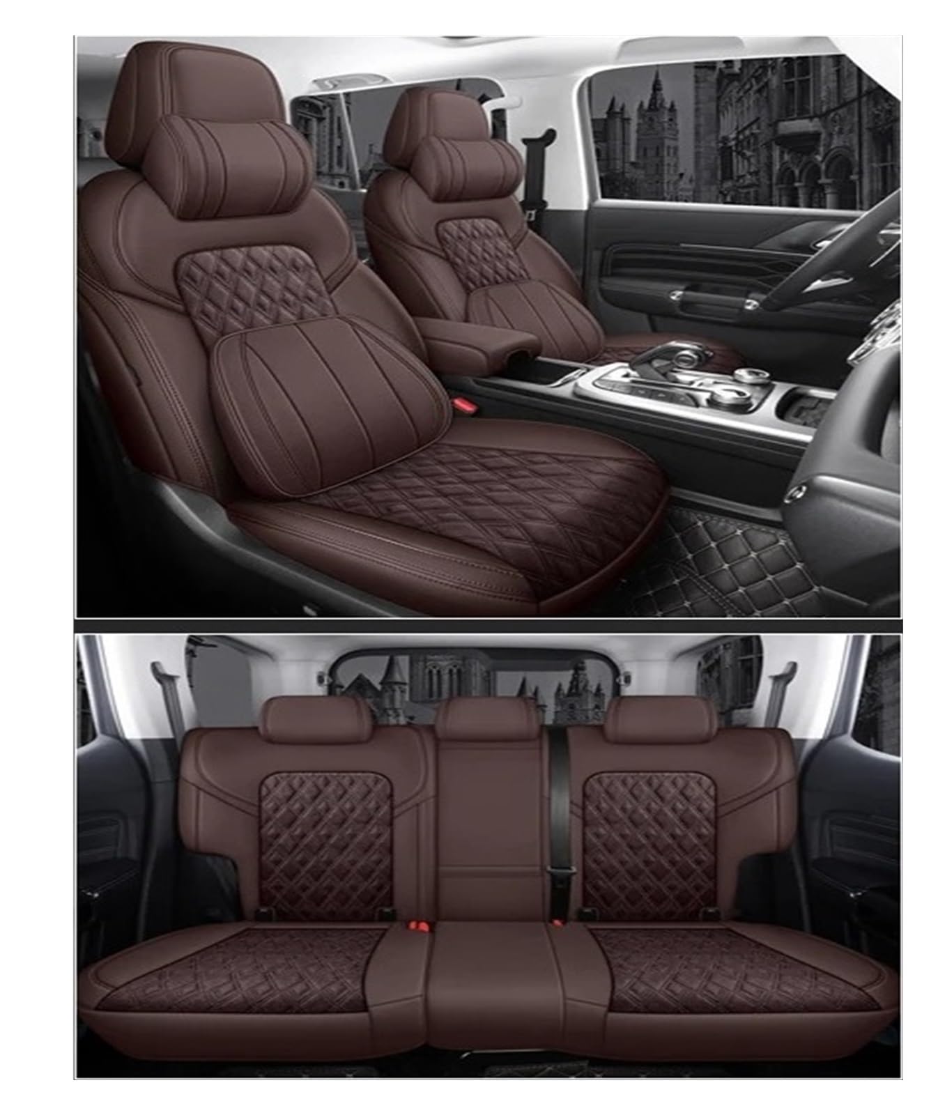 IUKMR Sitzbezüge Auto Für Infiniti FX35 FX37 FX50 G35 G37 G25 EX25 EX35 EX37 M35 M25 Leder Auto Sitz Abdeckung Sitzbezüge Auto Set(Coffee LUX) von IUKMR