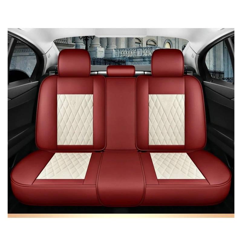 IUKMR Sitzbezüge Auto Für Jeep Für Cherokee WK2 WJ 2004 2014 Für Patriot Für Wrangler Für Compass 2007 2019 Für Renegade Für Grand Autositzbezug Sitzbezüge Auto Set(Beige Red Rear) von IUKMR