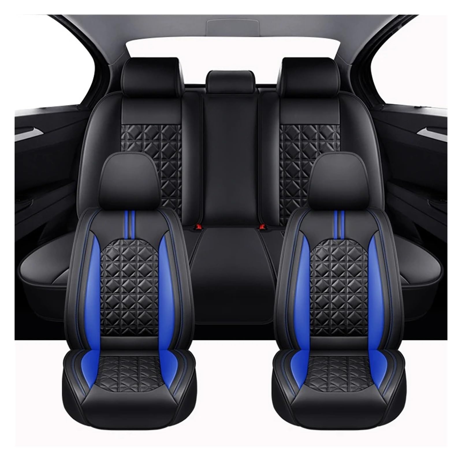 IUKMR Sitzbezüge Auto Für Kia Für Picanto Universal Full Set Autositzbezüge Autozubehör Sitzbezüge Auto Set(Black Blue) von IUKMR