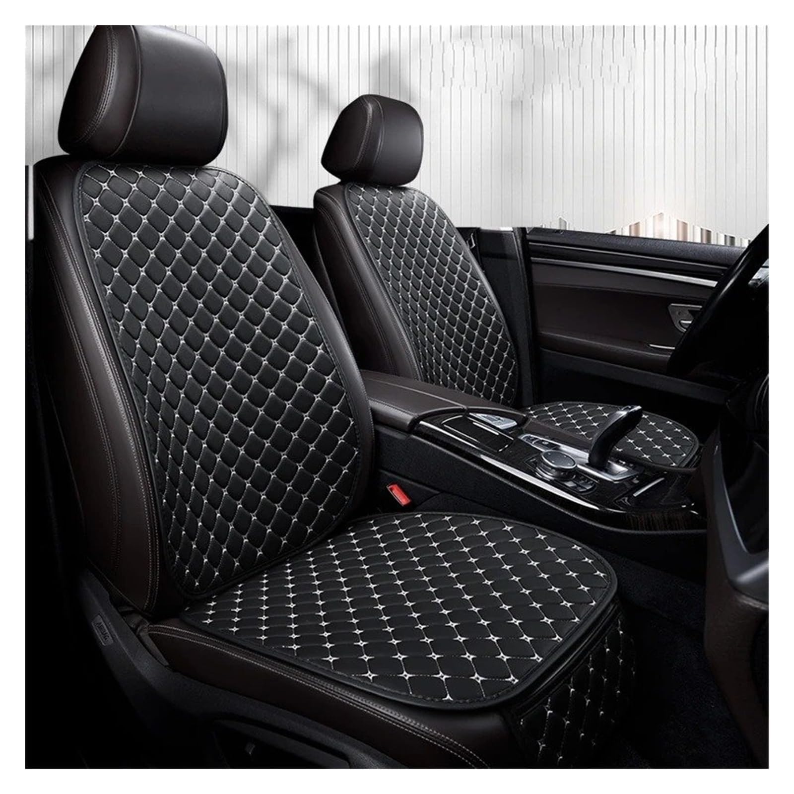 IUKMR Sitzbezüge Auto Für MG Für ZS GT HS RX5 MG5 MG6 Universelle Autositzbezüge Aus PU-Leder Sitzbezüge Auto Set(Black White 2 Seats) von IUKMR