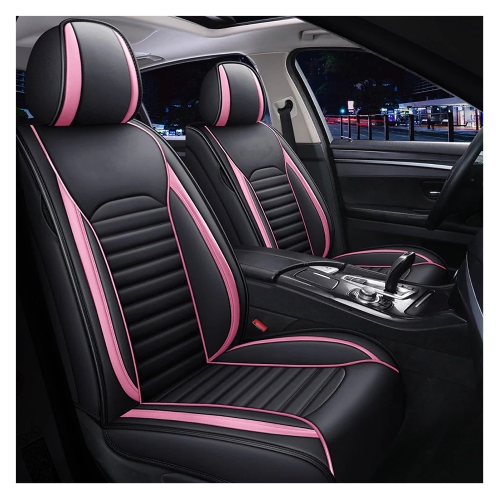 IUKMR Sitzbezüge Auto Für Megane Für Captur Für Kadjar Für Fluence Für Captur Für Laguna Für Latitude Universelle Autositzbezüge Aus Leder Sitzbezüge Auto Set(Pink Front) von IUKMR