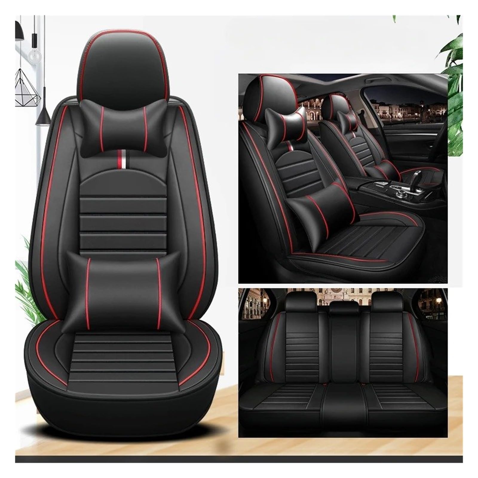 IUKMR Sitzbezüge Auto Für Mini Für Cooper F56 Für Countryman Für Clubman Autositzbezüge Sitzbezüge Auto Set(B-Black 5 seat) von IUKMR