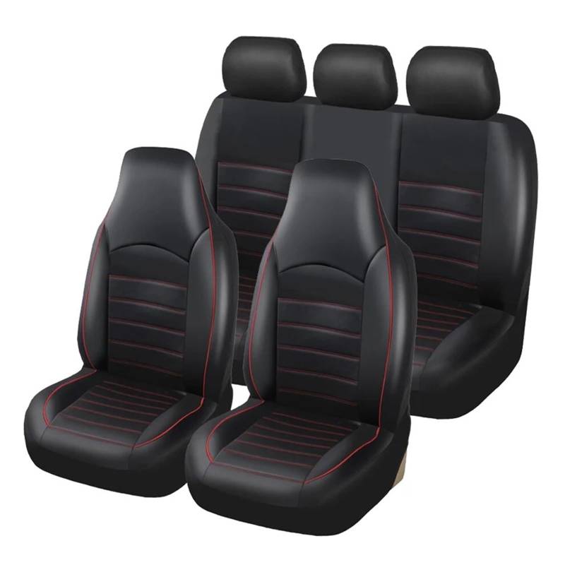 IUKMR Sitzbezüge Auto Für Toyota Für Corolla PU Leder Volle Auto Sitzbezüge Volle Sitz Für Eimer Sitzbezüge Auto Set(Black Red Full Set) von IUKMR