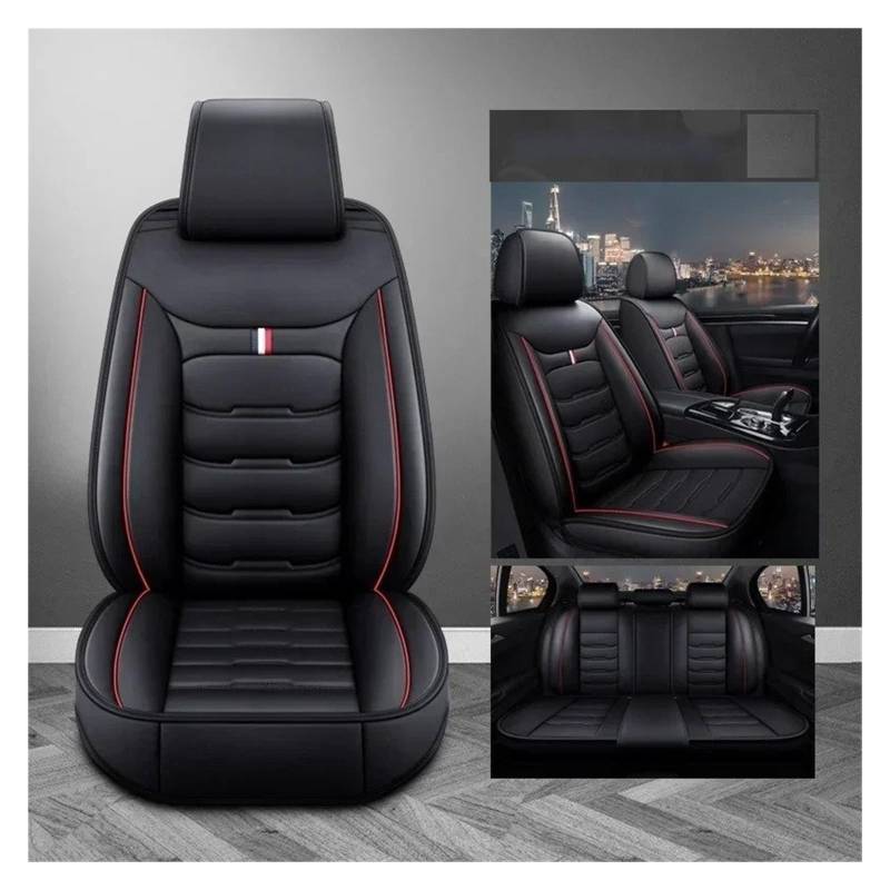 IUKMR Sitzbezüge Auto Für VW Für Passat B5 B6 B7 B8 Für Käfer Für Variante Für Phaeton Für Tiguan Universal Leder Autositzbezug Sitzbezüge Auto Set(A-Black red 5seat) von IUKMR