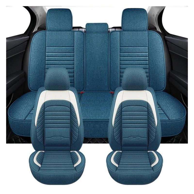 IUKMR Sitzbezüge Auto Für Vw Für Bora Für Jetta Universal Full Set Flachs Autositzbezüge Autozubehör Sitzbezüge Auto Set(Blue) von IUKMR