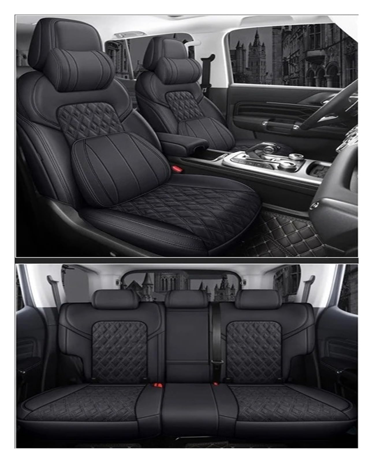 IUKMR Sitzbezüge Auto Für ZHONGHUA H220 H230 H530 Für ZUNCHI Für BESTURN B50 B70 X80 Autositzbezug Sitzbezüge Auto Set(Black LUX) von IUKMR