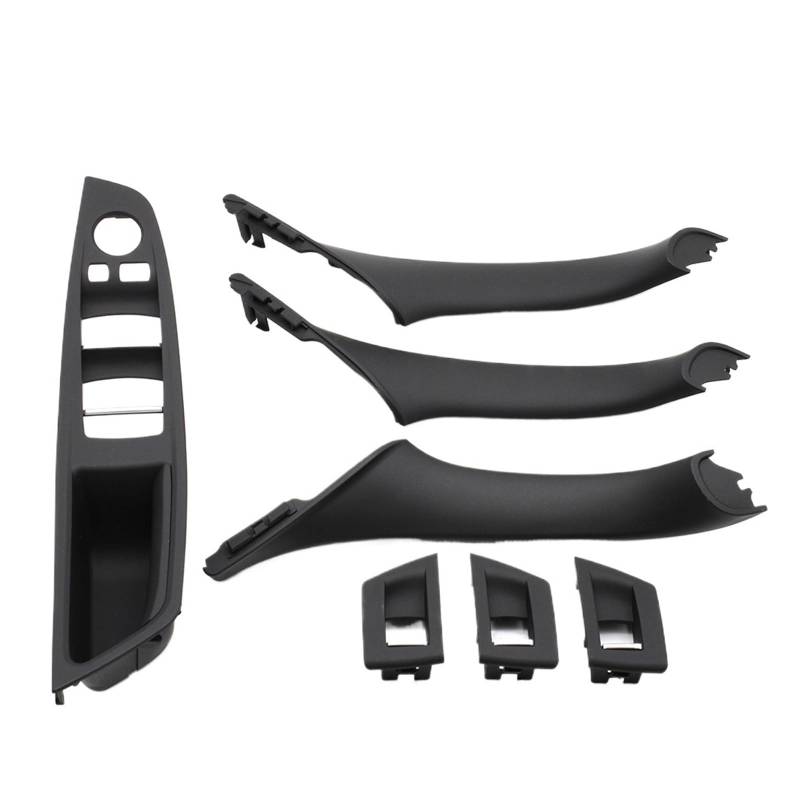 Innen Autotürgriff Für 5 Series F10 F11 F18 520i 523i 525i 528i 535i LHD Carbon Fiber Beige Schwarz Innen Tür Pull Griff Trim Abdeckung Set Auto Innen Türgriff(Black 7piece Set) von IUKMR