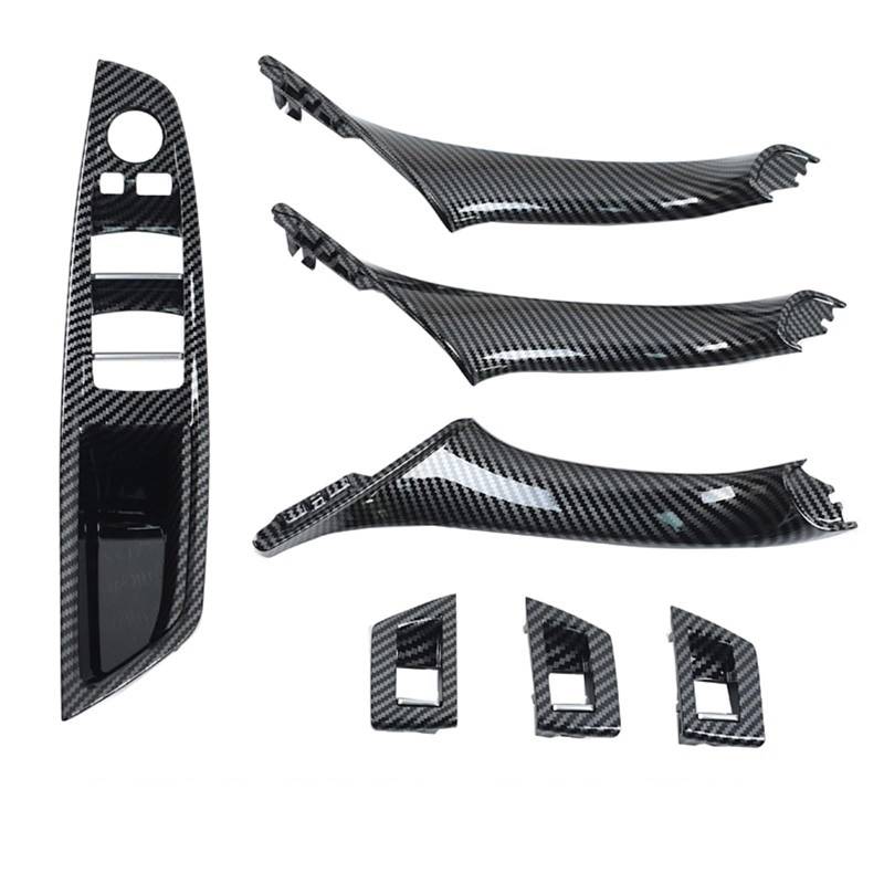 Innen Autotürgriff Für 5 Series F10 F11 F18 520i 523i 525i 528i 535i LHD RHD Carbon Fiber Innen Tür Pull Griff 7piece Set Auto Innen Türgriff(LHD Inside Set) von IUKMR