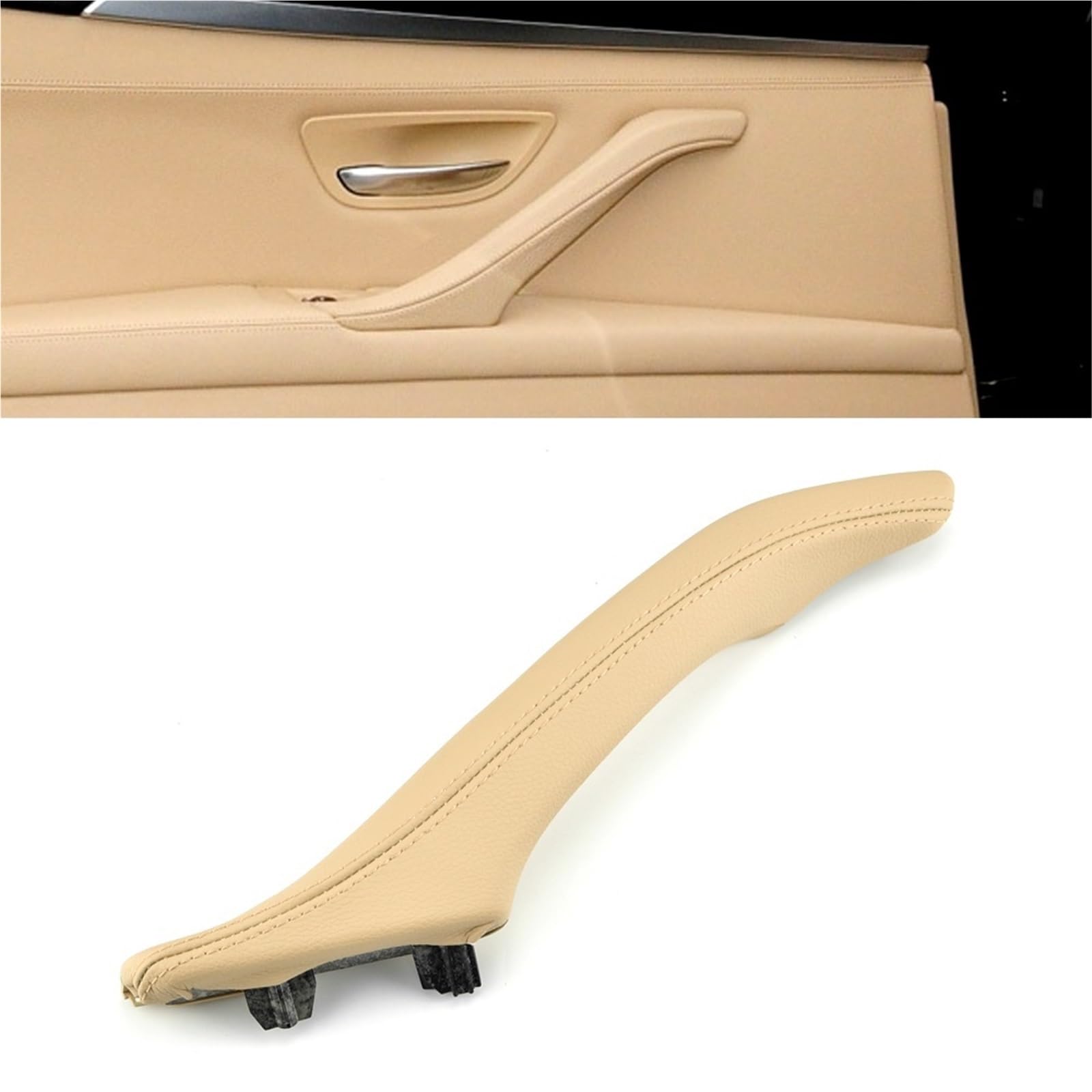 Innen Autotürgriff Für 5er F10 F11 F18 520i 523i 525i 528i 535i 51417225854 LHD RHD Innentürgriff Aus Leder Auto Innen Türgriff(Beige Left) von IUKMR